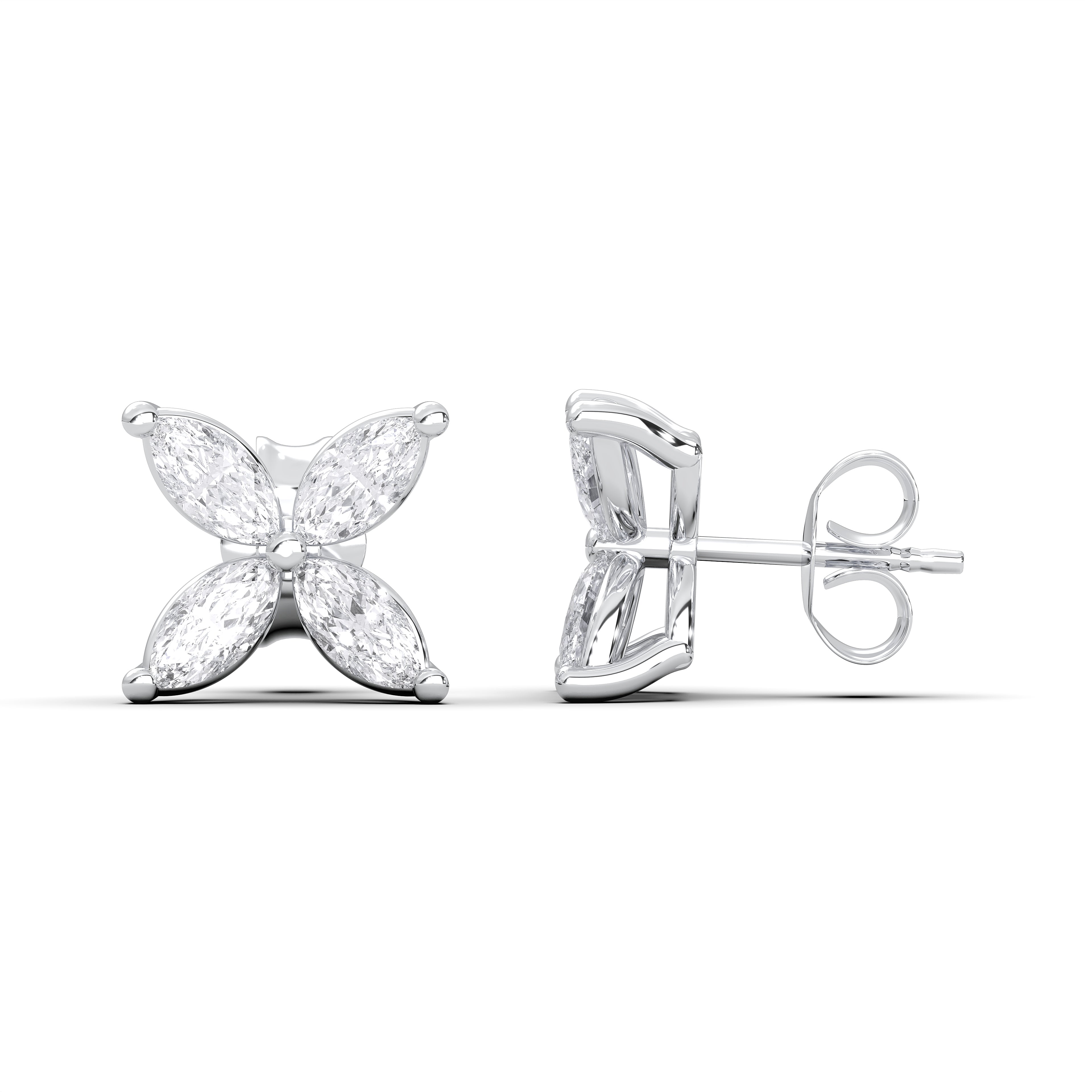1.00 Pear Cut Lab Grown Diamond Push Back Stud Eaaring in Solid Gold