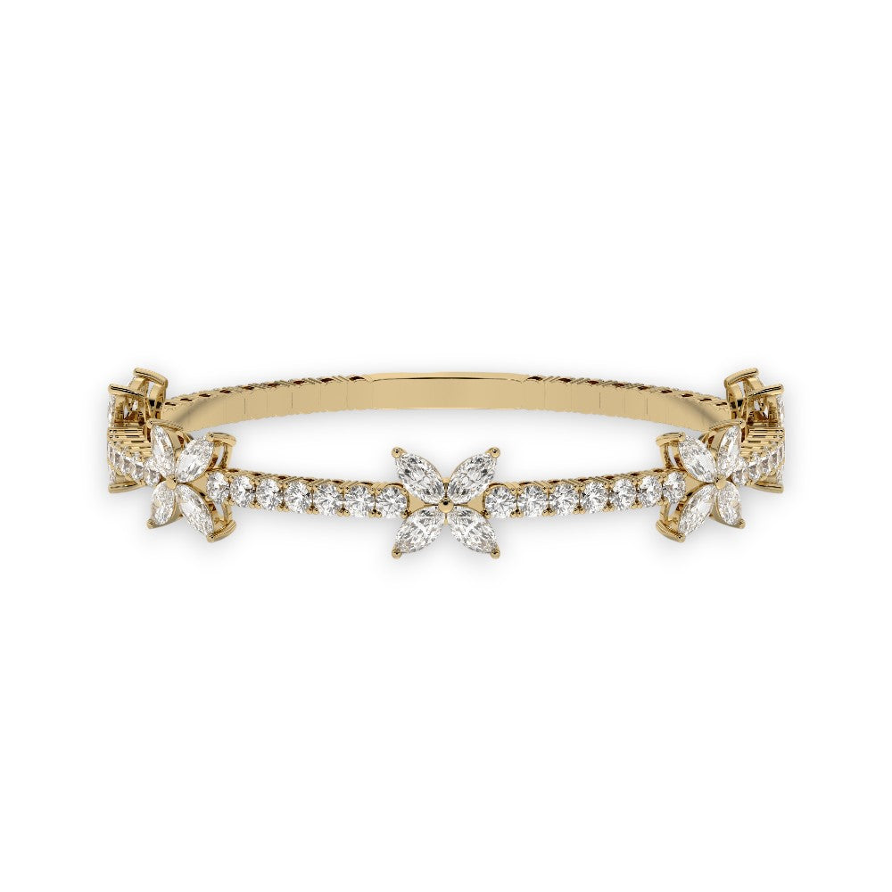 8.22 Carat Marquise & Round Lab Grown Diamond Bangle Made In Solid Gold For Women