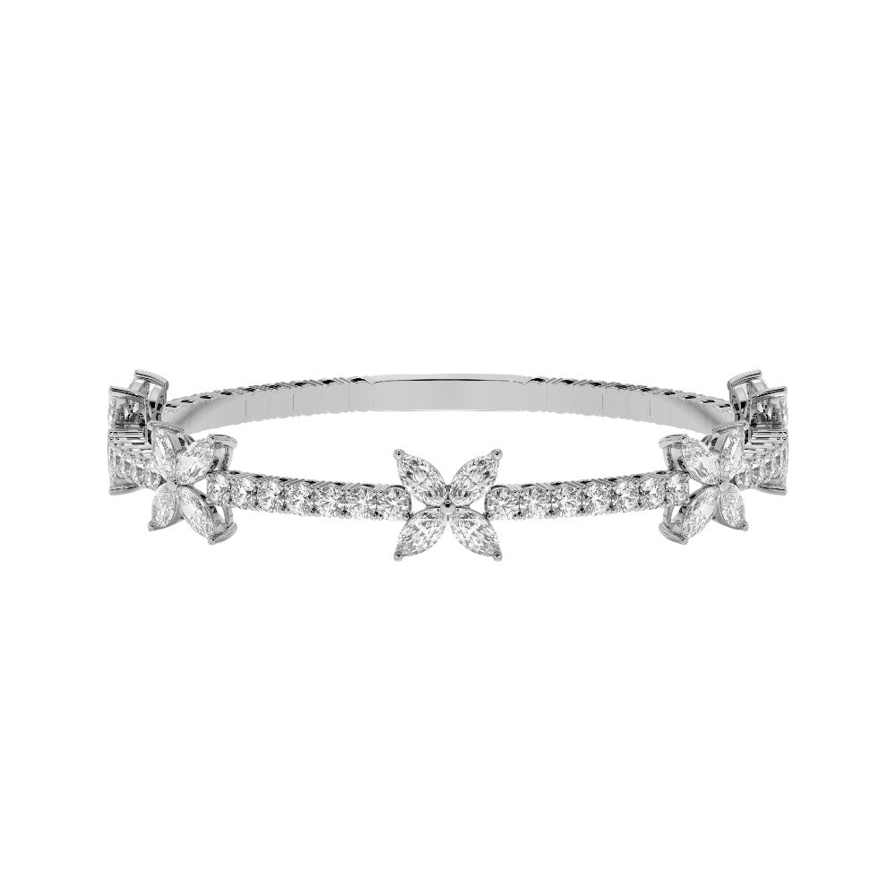 8.22 Carat Marquise & Round Lab Grown Diamond Bangle Made In Solid Gold For Women