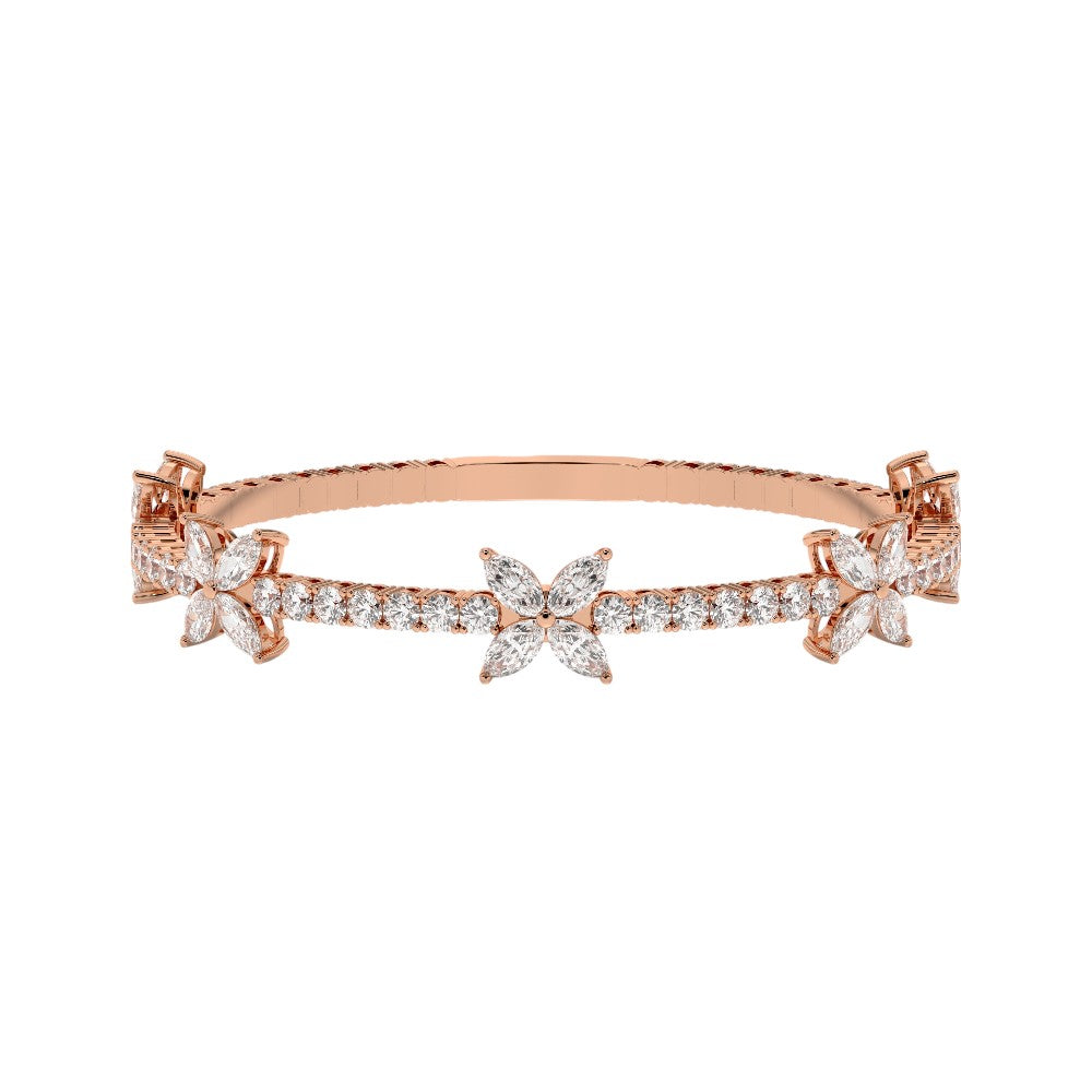 8.22 Carat Marquise & Round Lab Grown Diamond Bangle Made In Solid Gold For Women