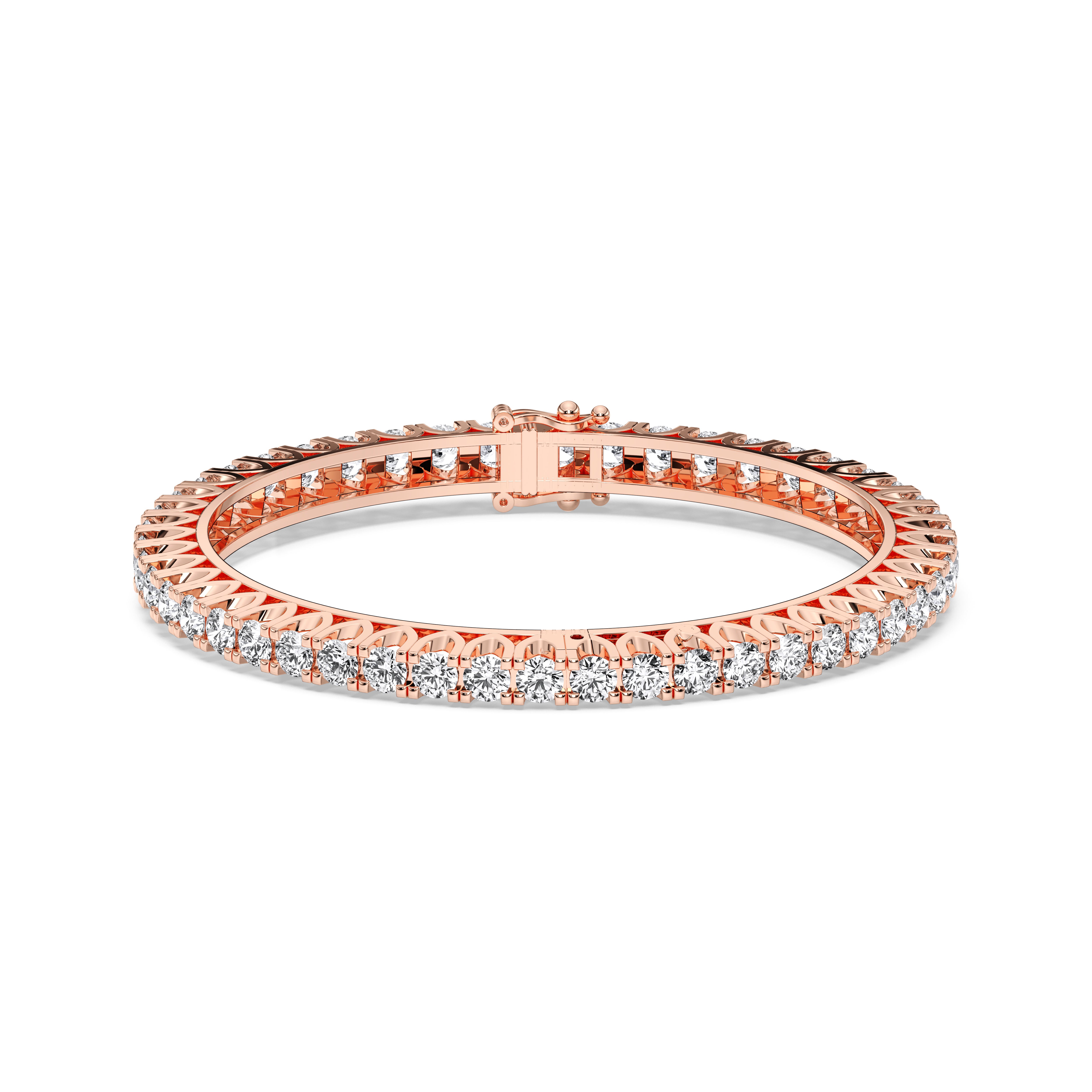 9.88 Carat Round Cut Lab Grown Diamond Prong Set Bangle in Solid Gold For Her