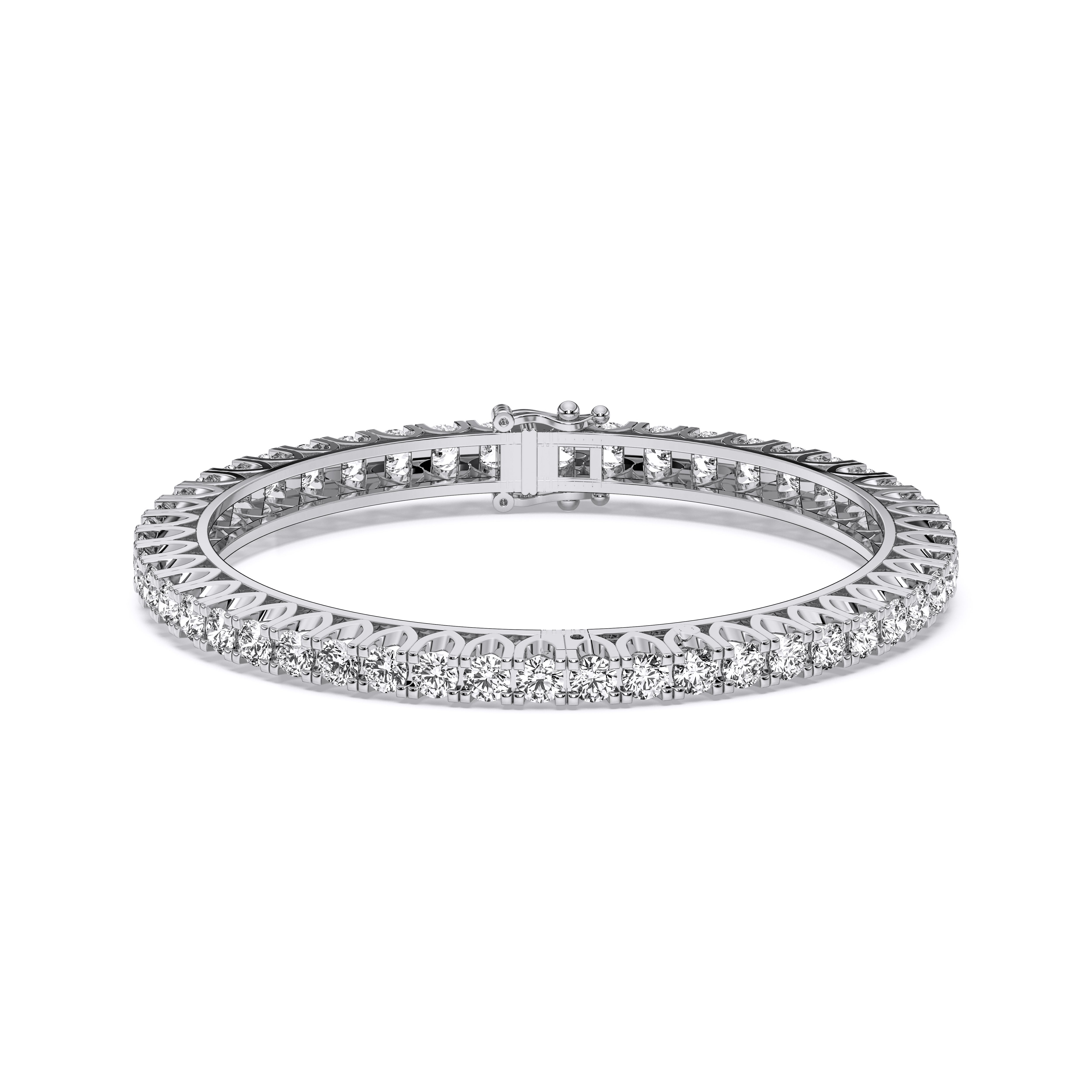 9.88 Carat Round Cut Lab Grown Diamond Prong Set Bangle in Solid Gold For Her