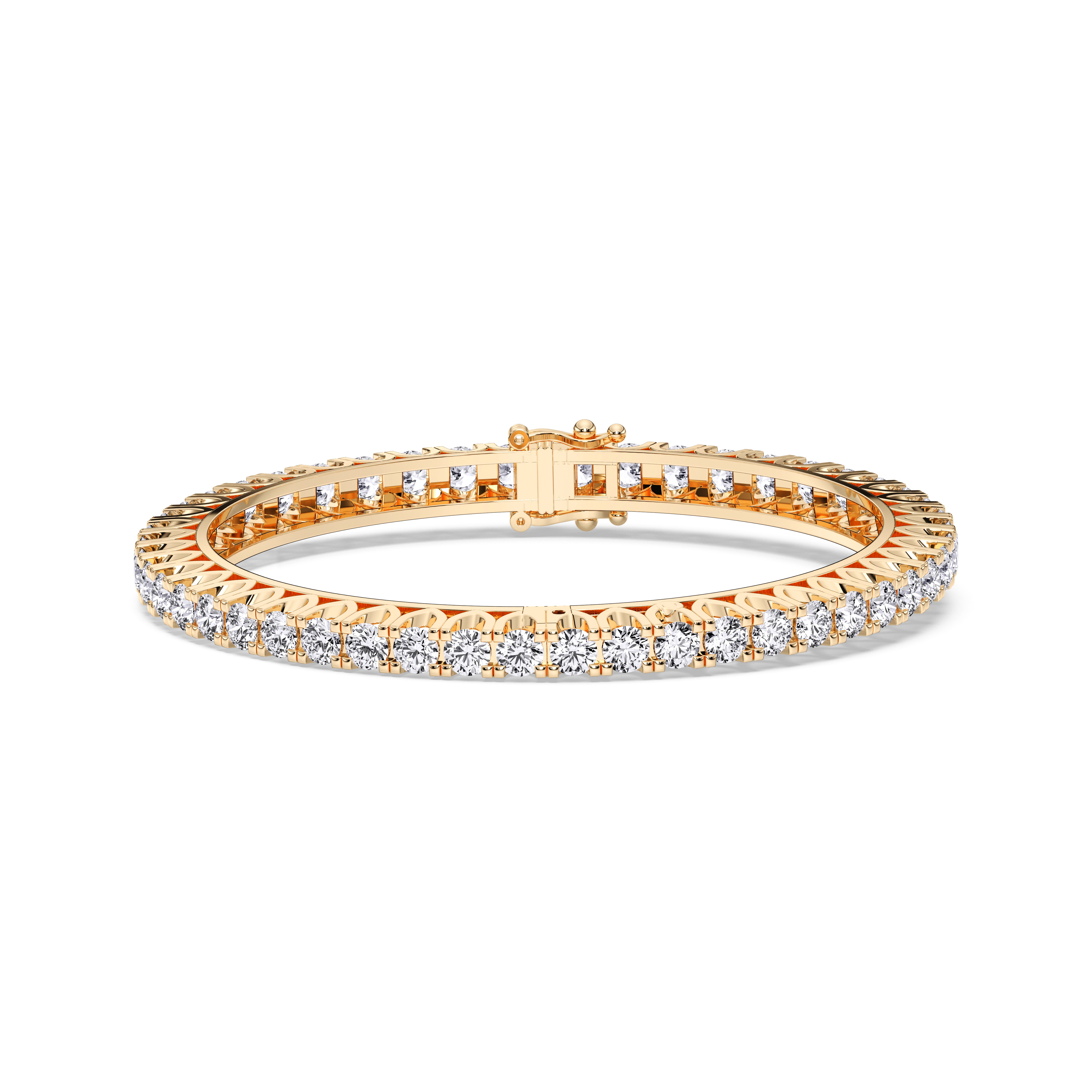 10.70 Carat Round Cut Lab Grown Diamond Prong Set Bangle Made in Solid Gold For Her