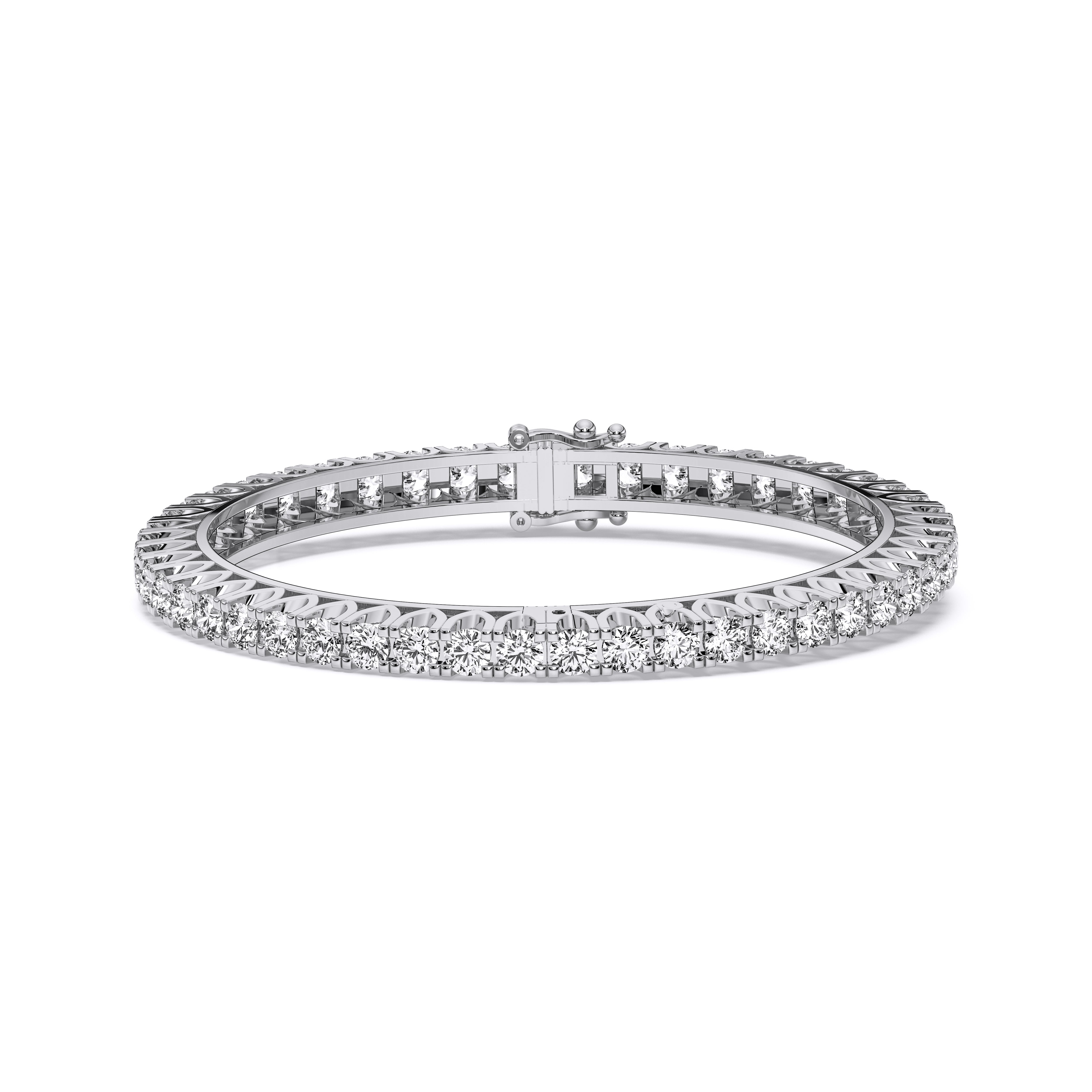 10.70 Carat Round Cut Lab Grown Diamond Prong Set Bangle Made in Solid Gold For Her