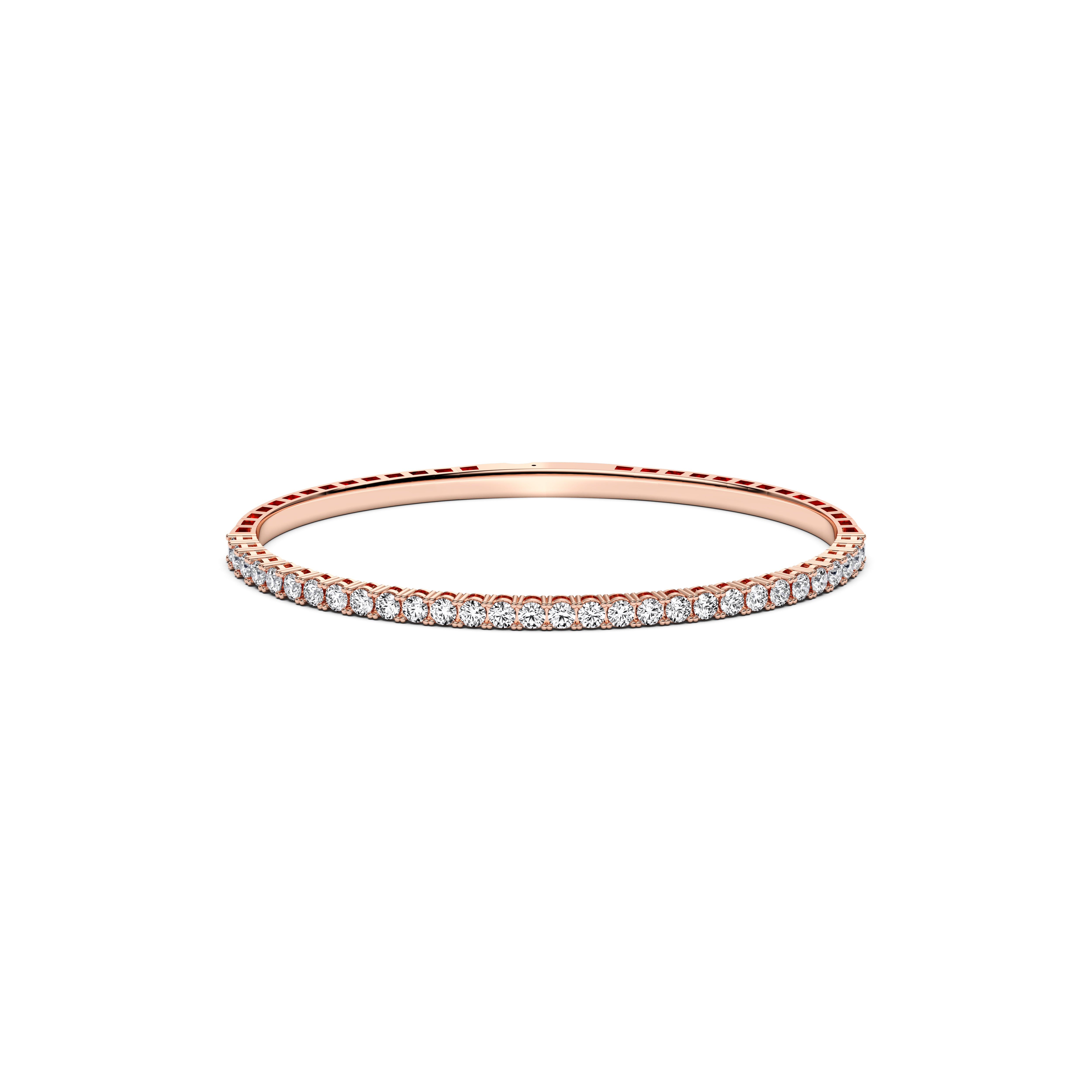 2.97 Carat Round Cut Lab Grown Diamond Prong Set Bangle Made in Solid Gold For Her