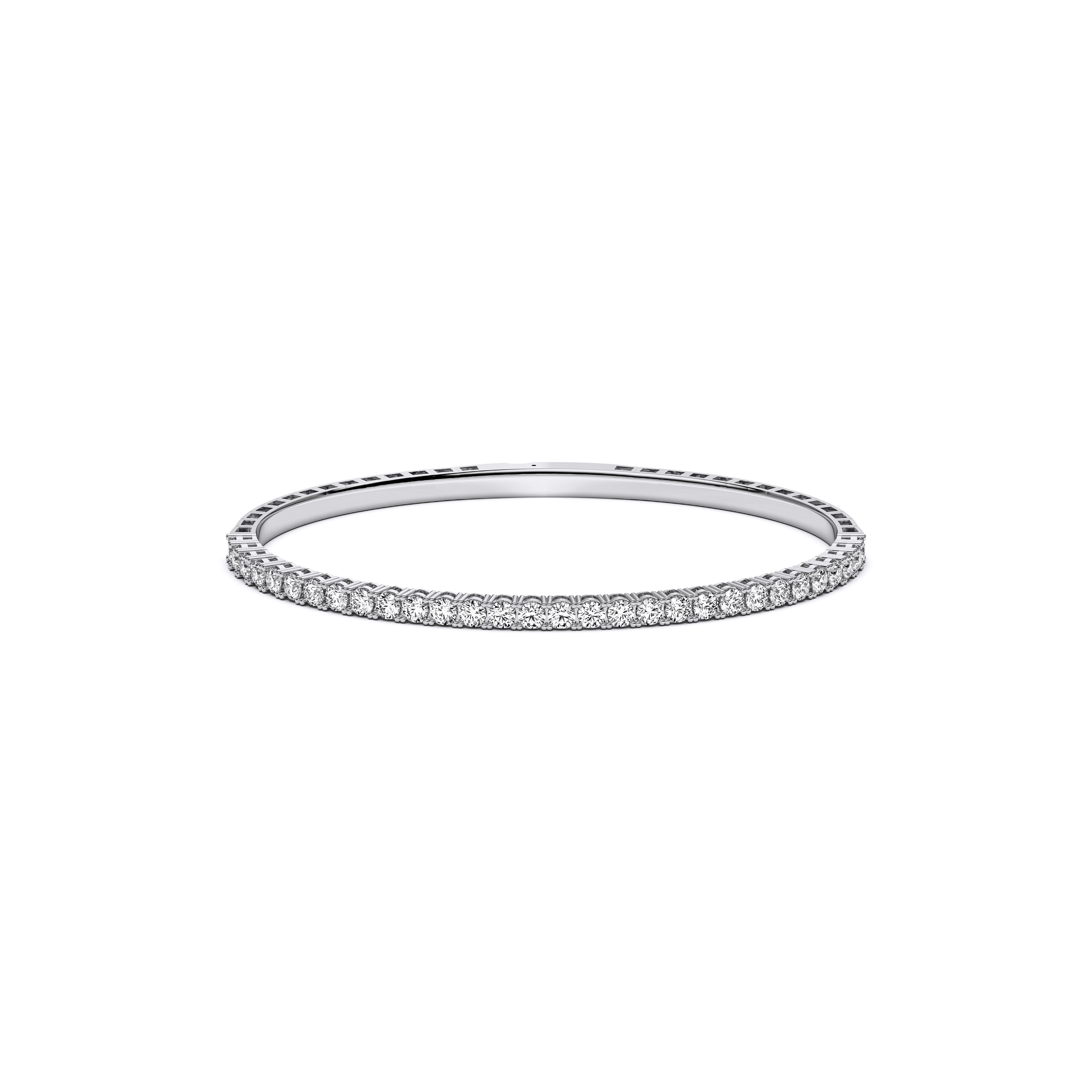 2.97 Carat Round Cut Lab Grown Diamond Prong Set Bangle Made in Solid Gold For Her