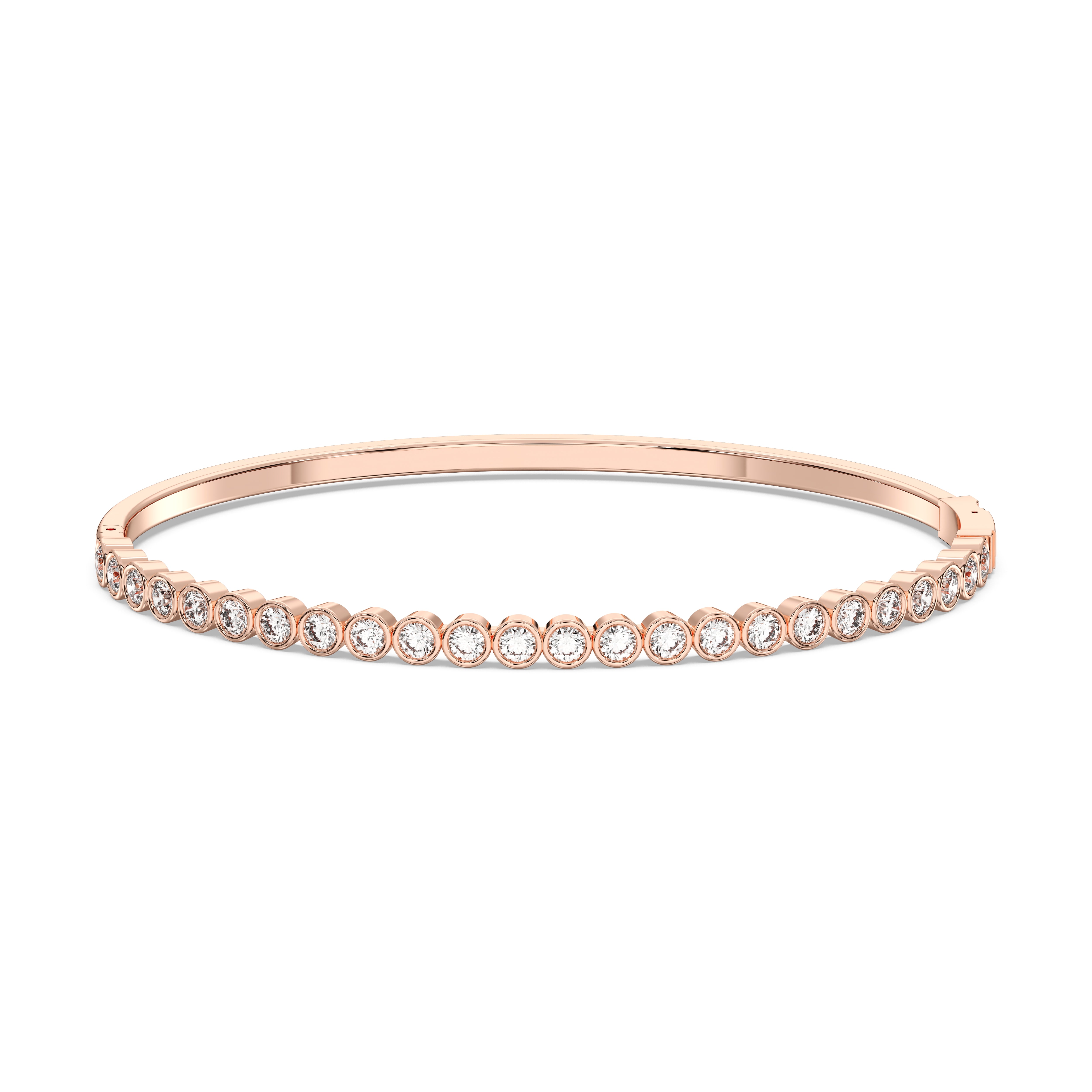 2.00 Carat Round Cut Lab Grown Diamond Bezel Set Bangle Made in Solid Gold For Her