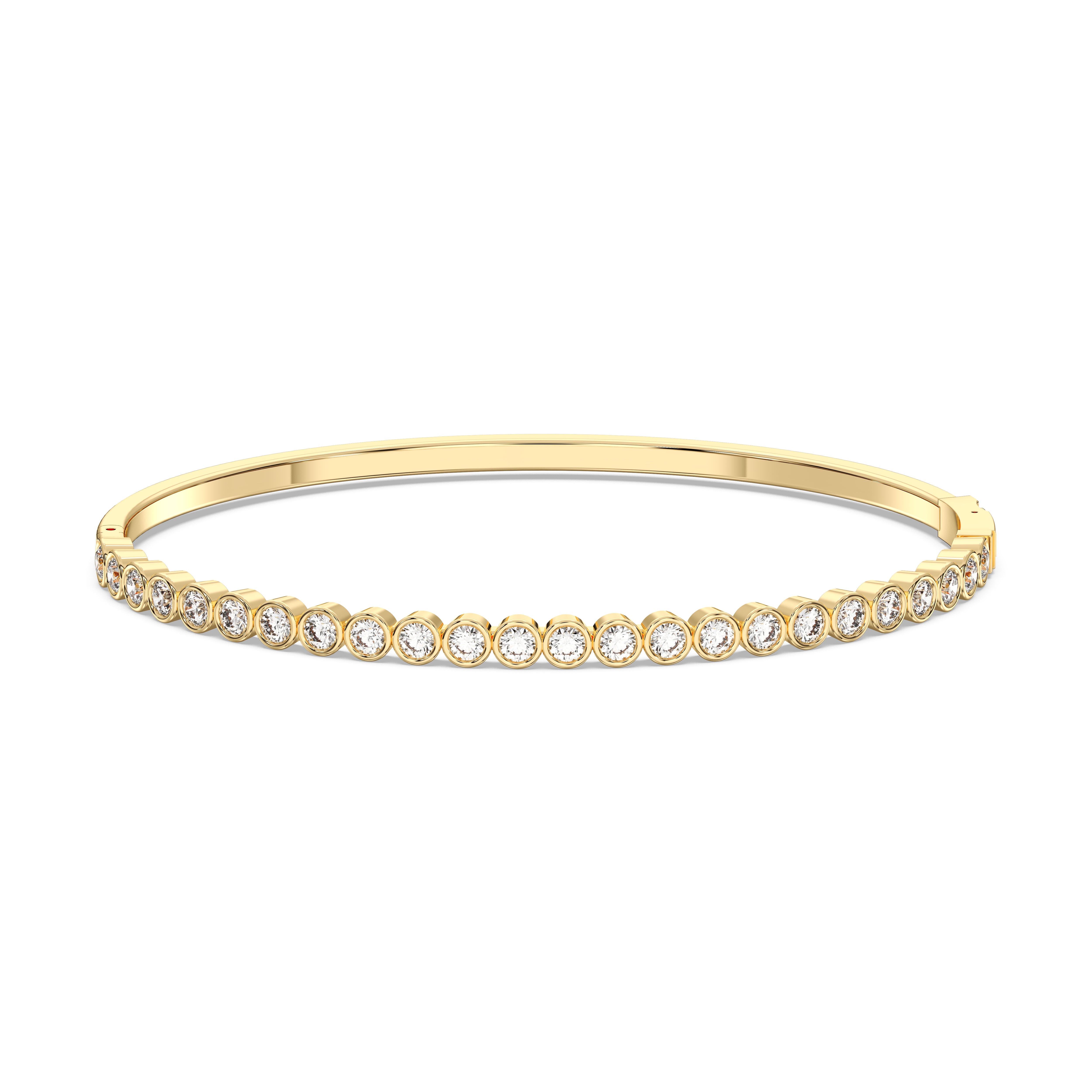 2.00 Carat Round Cut Lab Grown Diamond Bezel Set Bangle Made in Solid Gold For Her