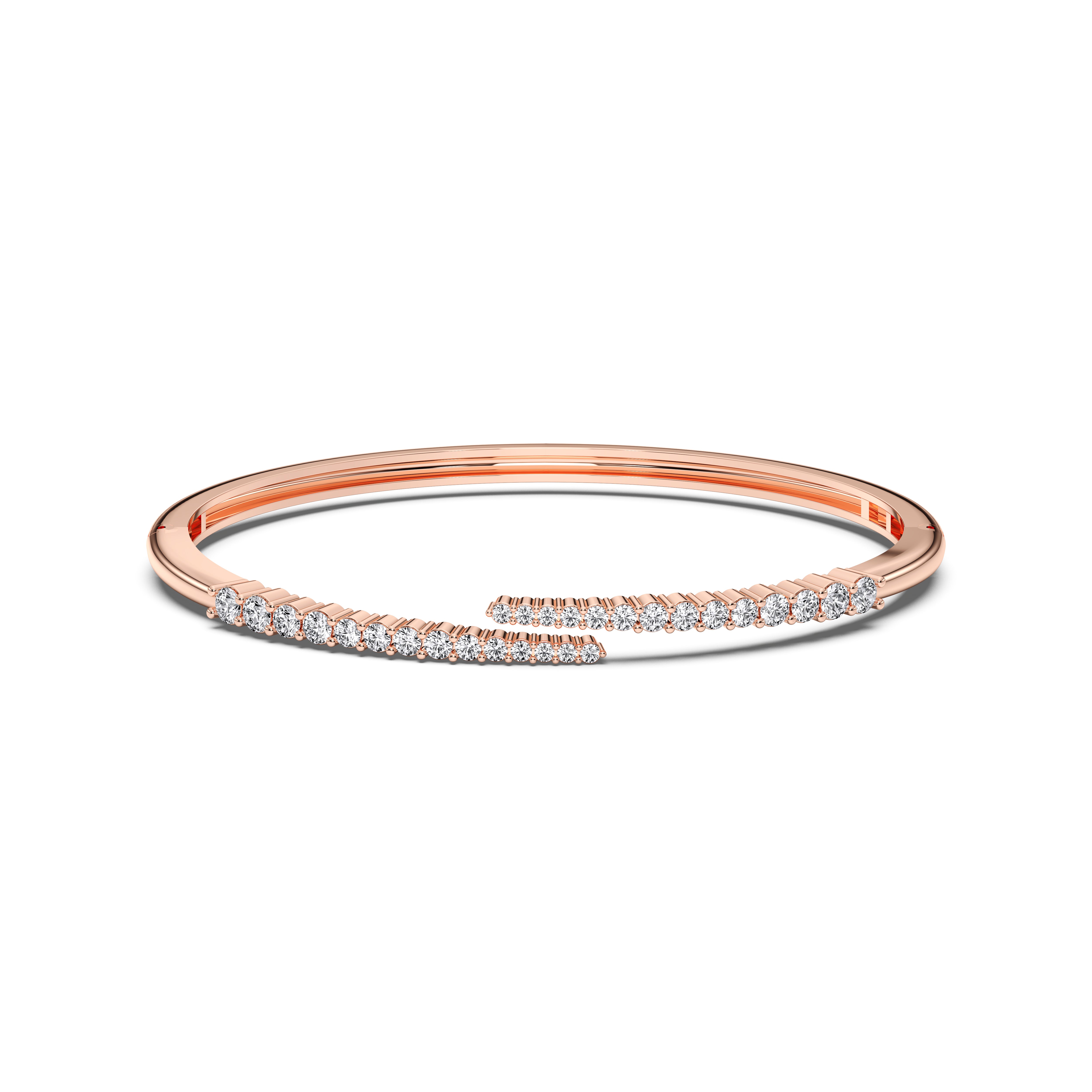 0.10 Carat Round Cut Lab Grown Diamond Pave Set Bangle Made in Solid Gold