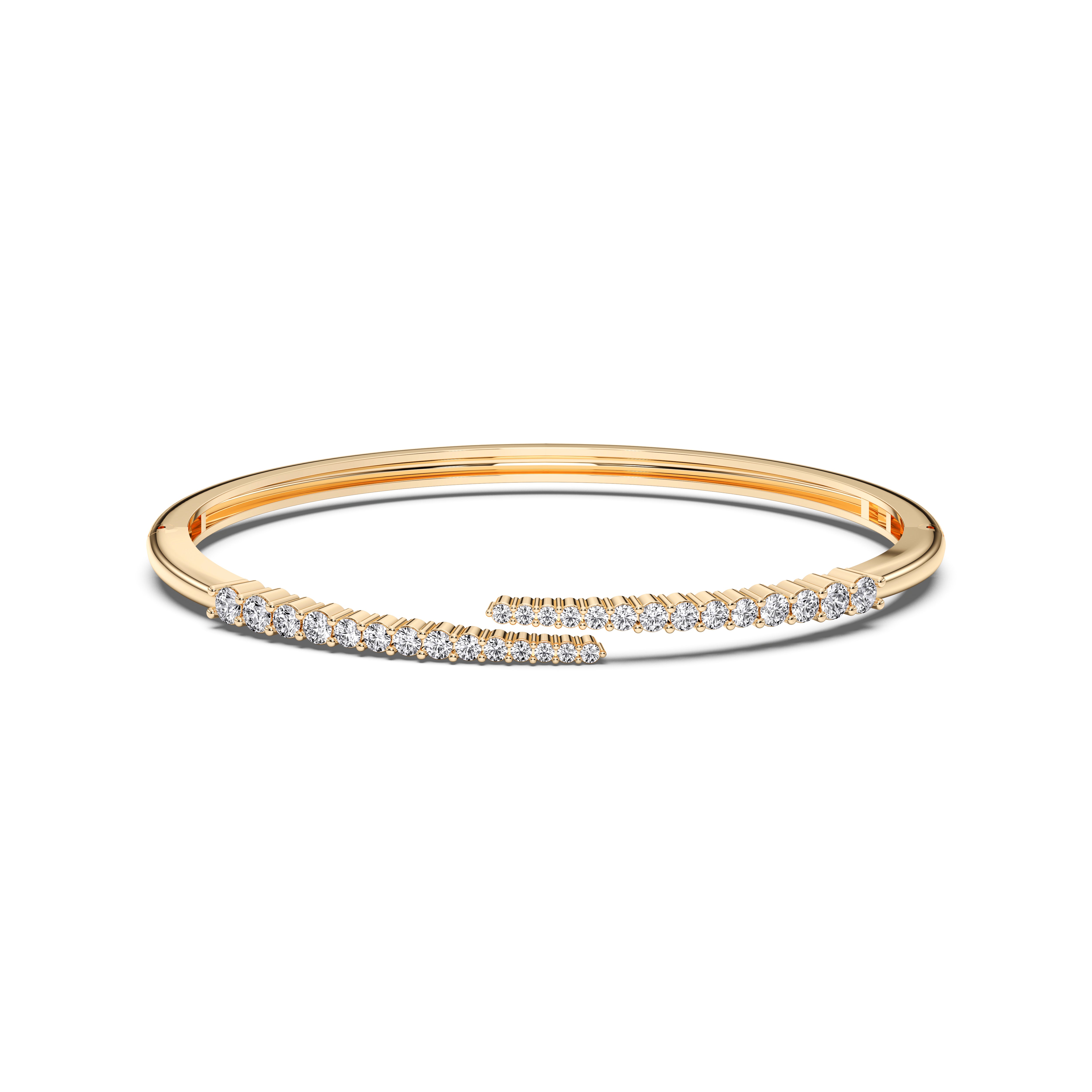 0.10 Carat Round Cut Lab Grown Diamond Pave Set Bangle Made in Solid Gold