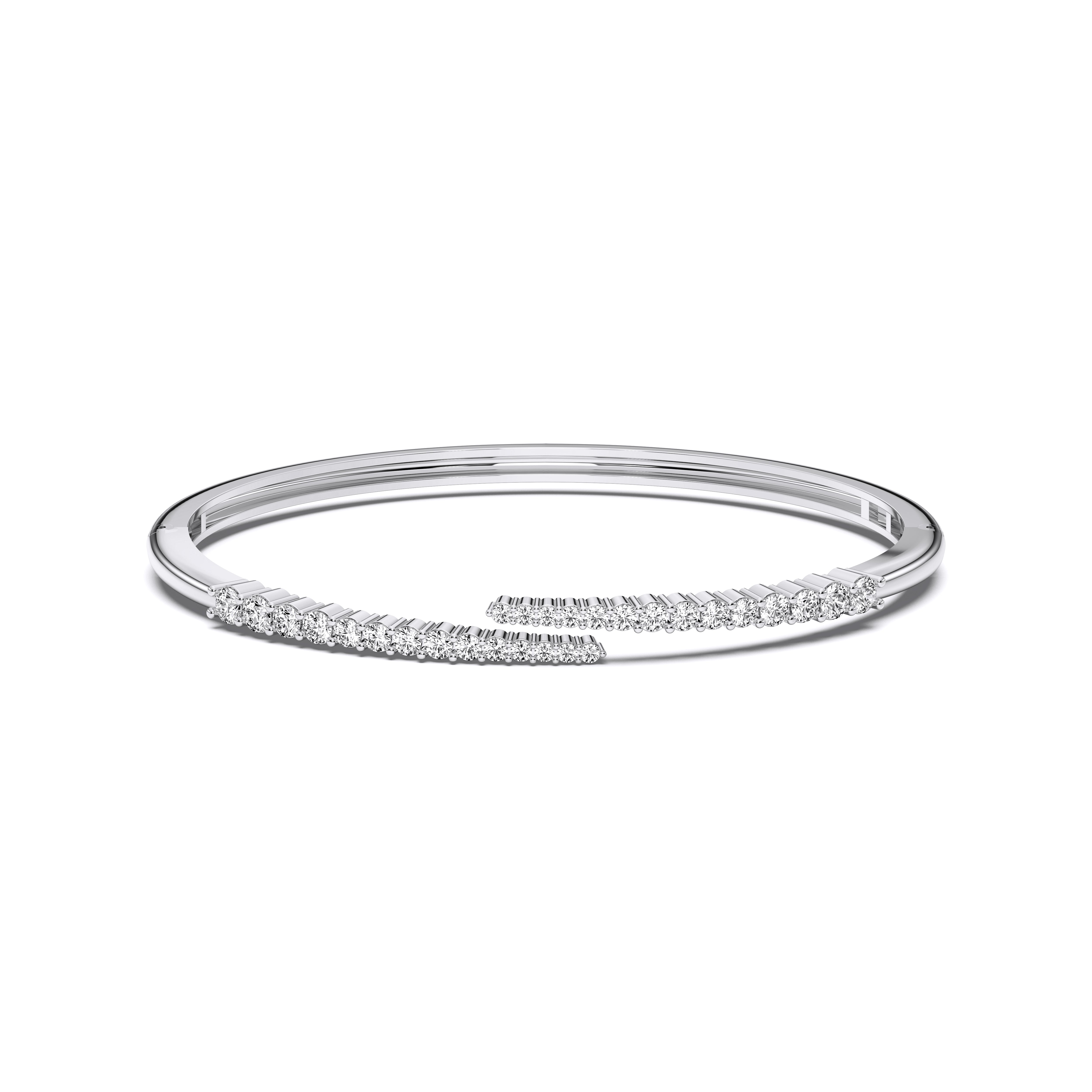 0.10 Carat Round Cut Lab Grown Diamond Pave Set Bangle Made in Solid Gold