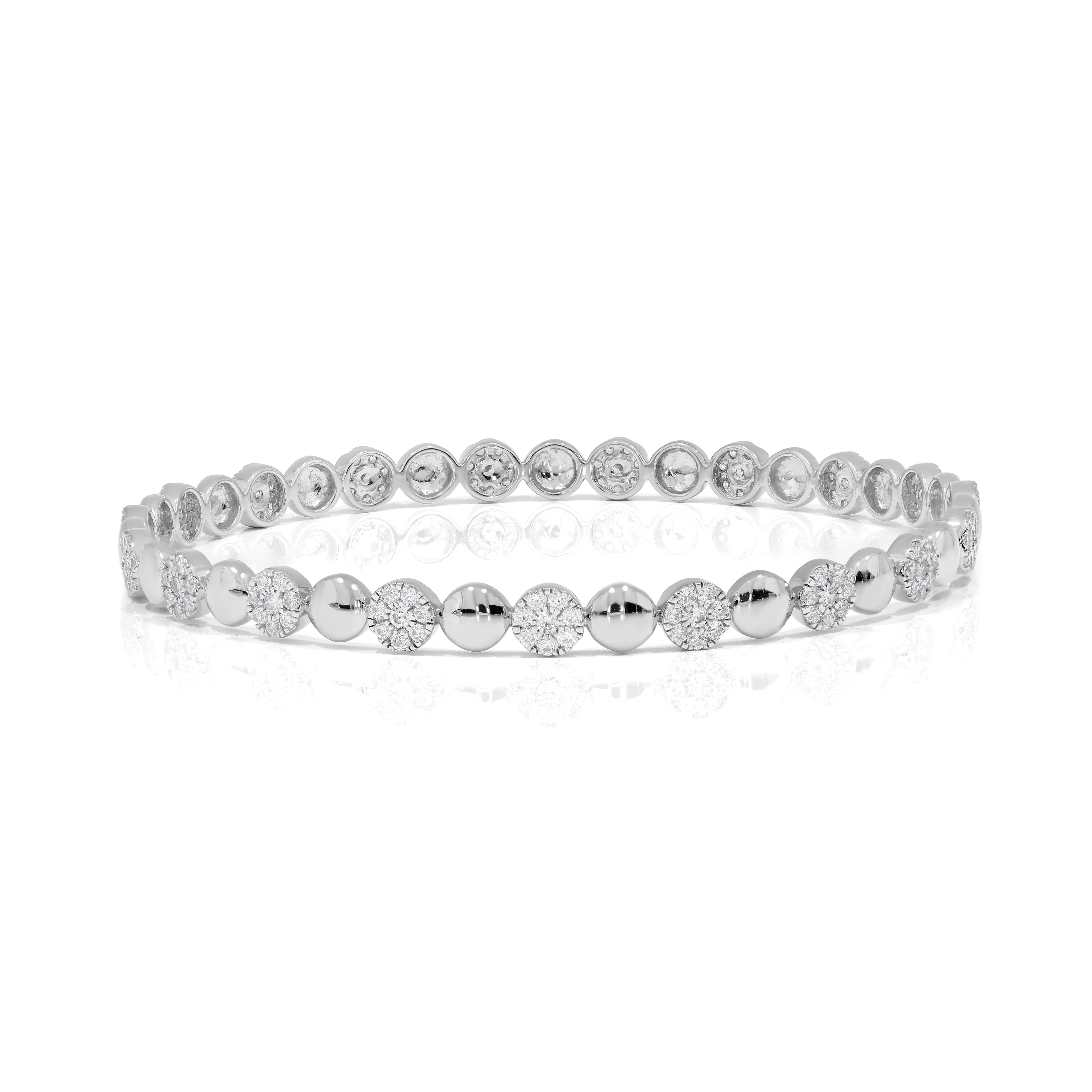 Keeva Jewels Round Diamond Bubble Design Prong Set Bangle - KJG6761