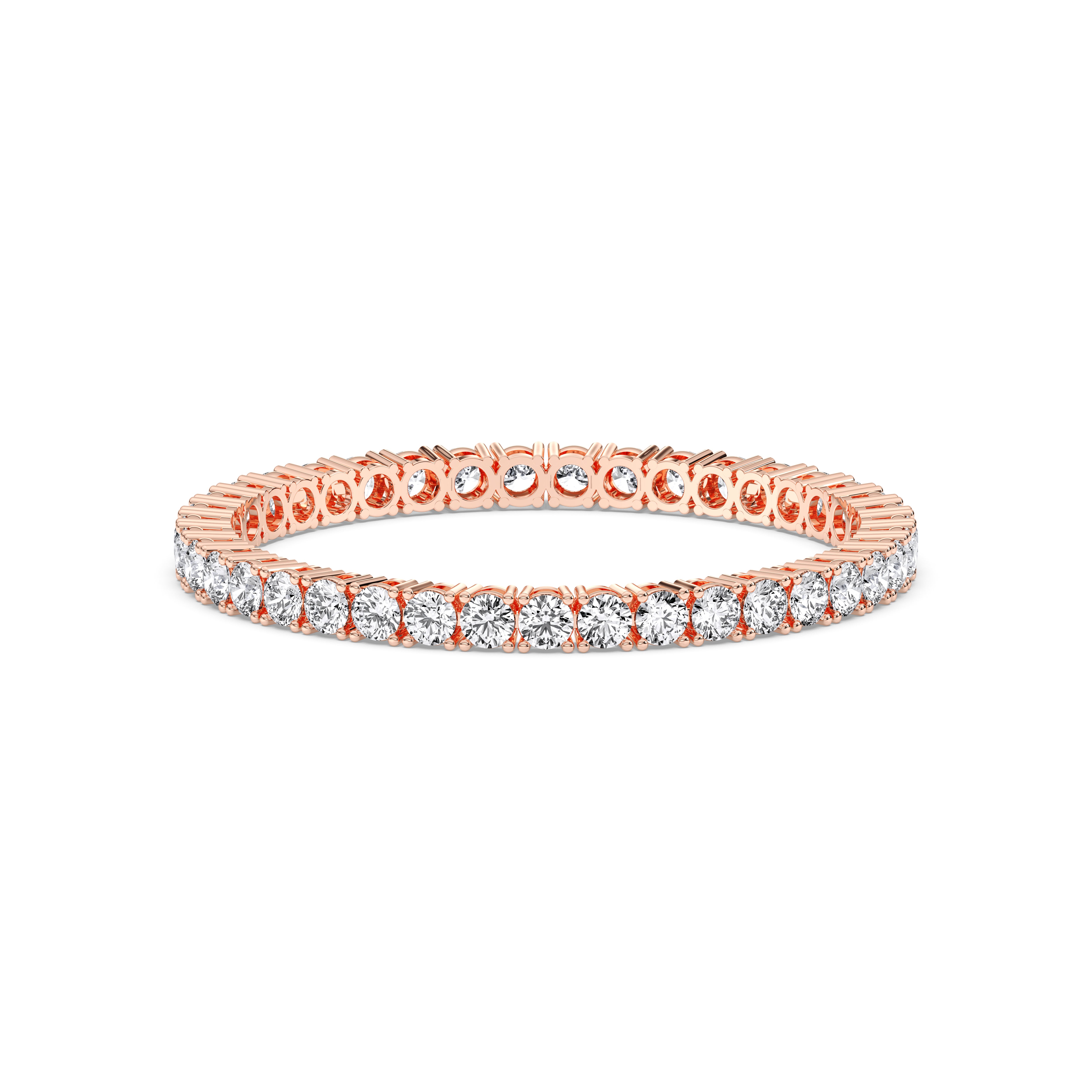 31.00 Carat Round Cut Lab Grown Diamond Prong Set Bangle Made in Solid Gold