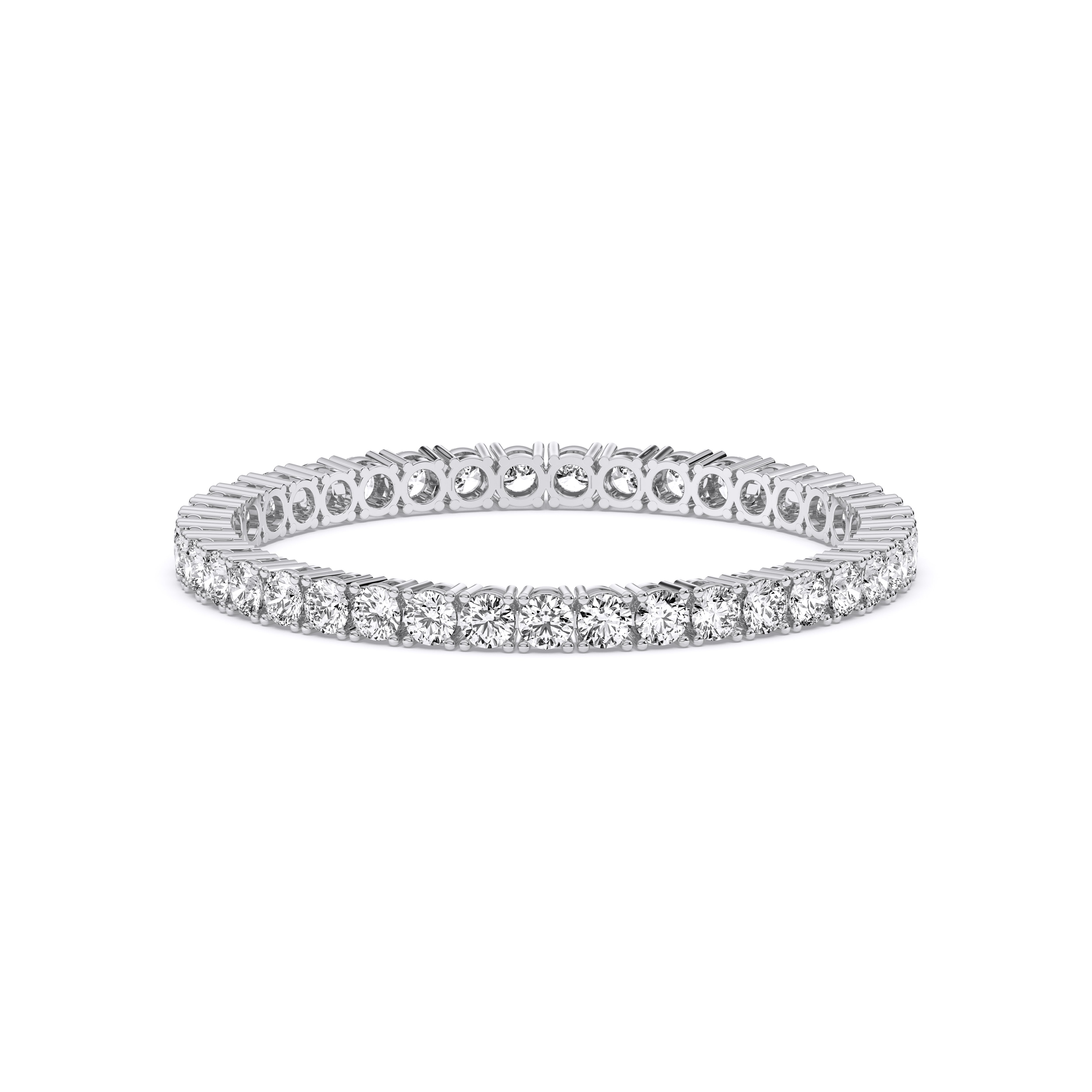 31.00 Carat Round Cut Lab Grown Diamond Prong Set Bangle Made in Solid Gold