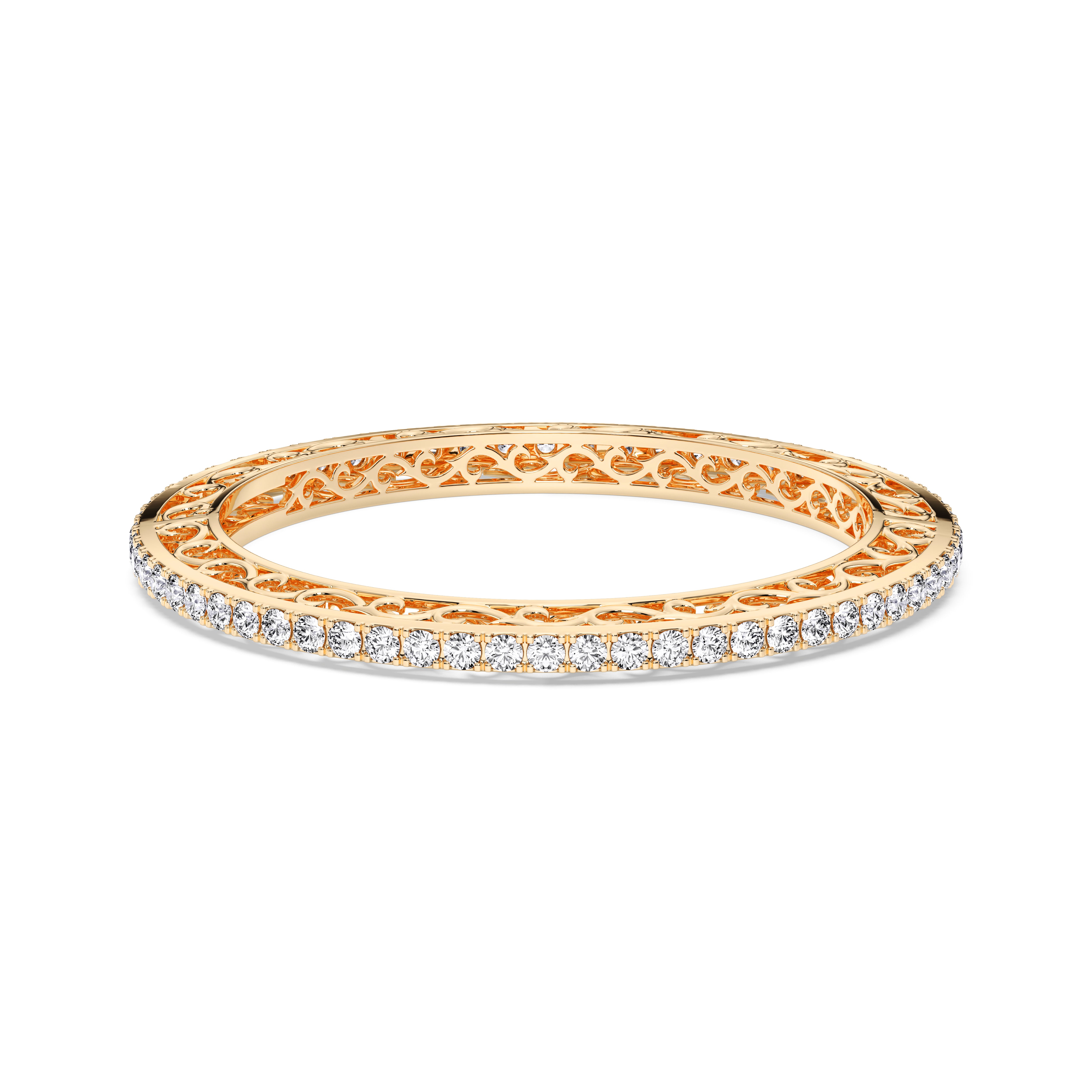 Lab Created Round Diamond Bangle Made in Solid Gold For Women