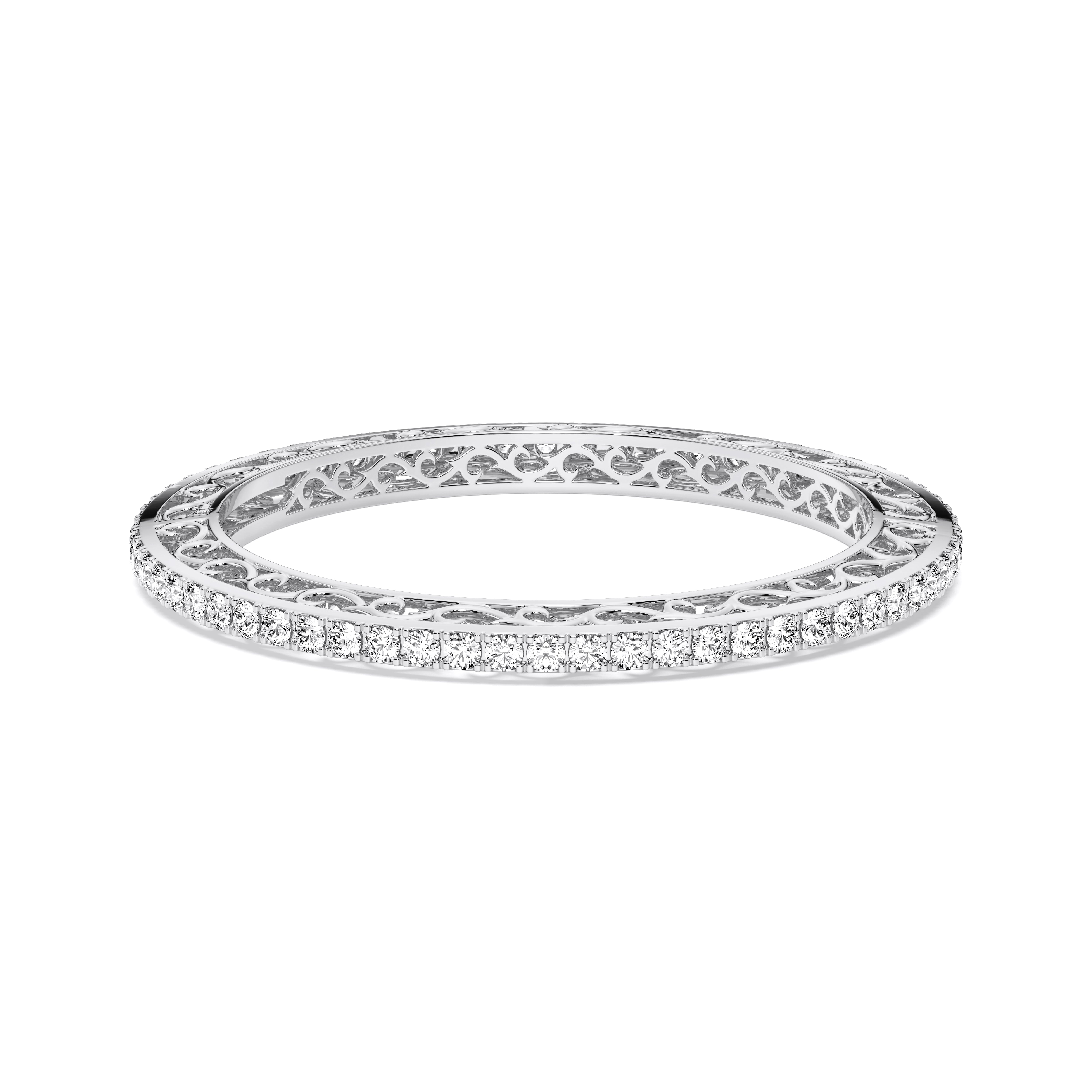Lab Created Round Diamond Bangle Made in Solid Gold For Women