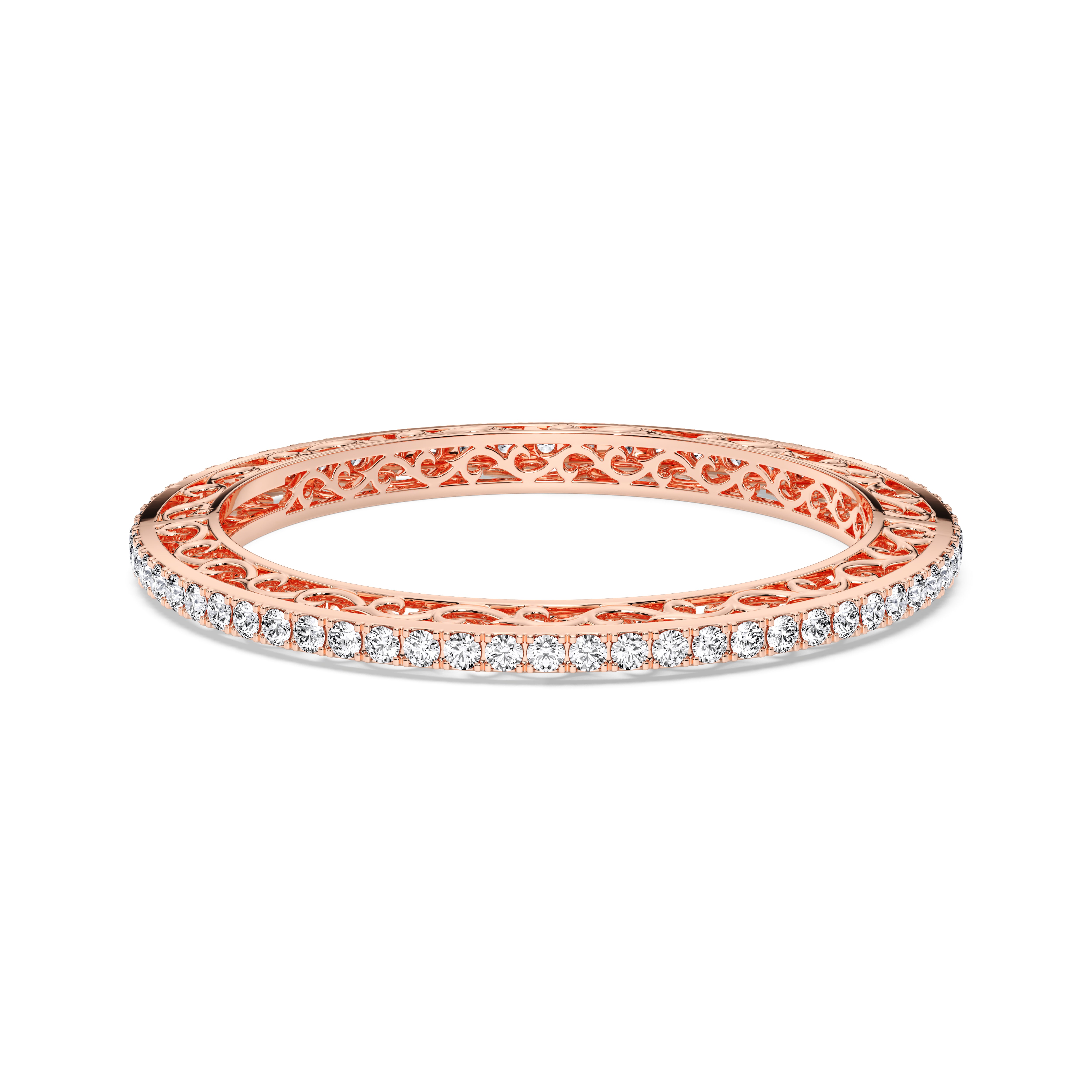 Lab Created Round Diamond Bangle Made in Solid Gold For Women