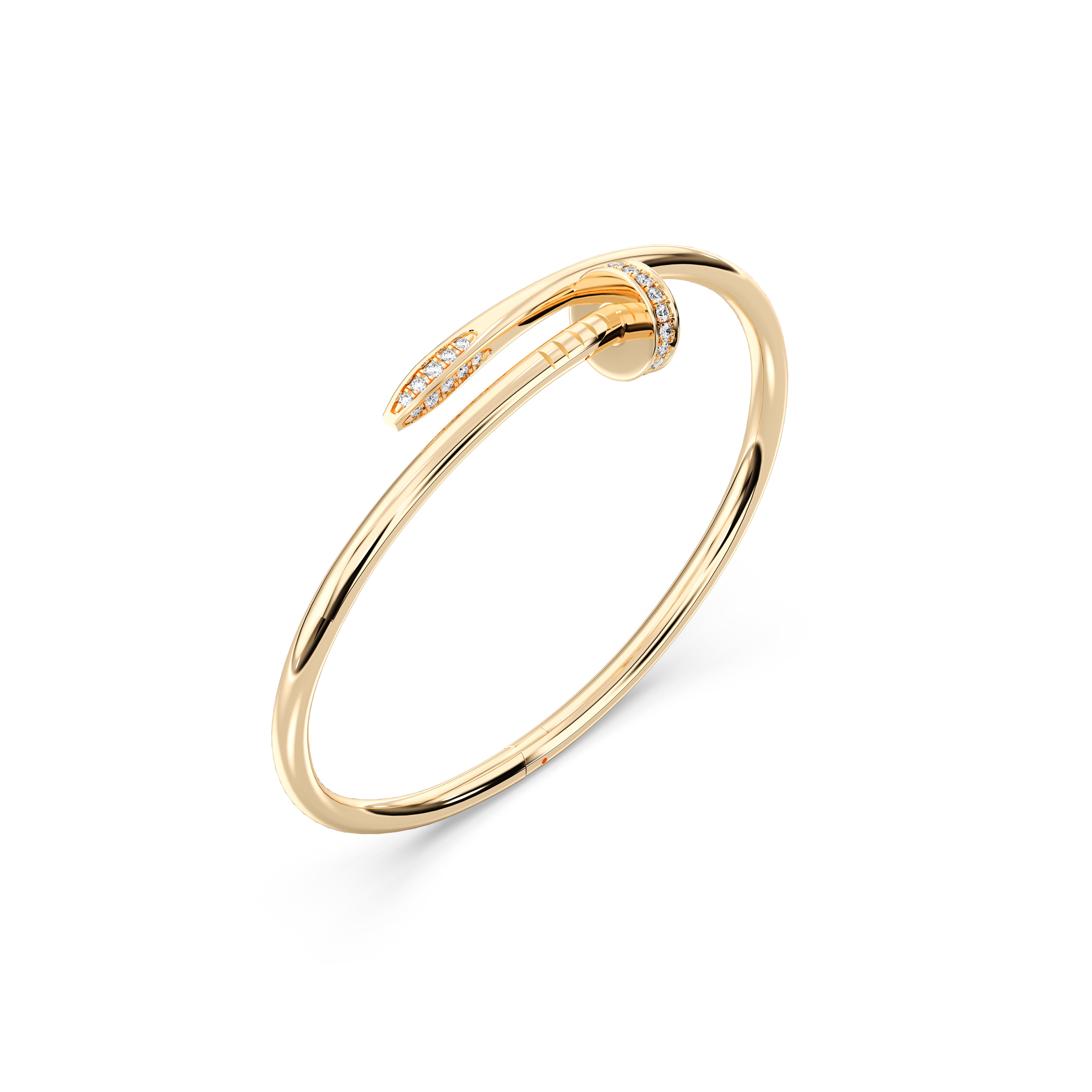 0.52 Carat Round Cut Lab Grown Diamond Pave Set Bangle in Solid Gold For Women
