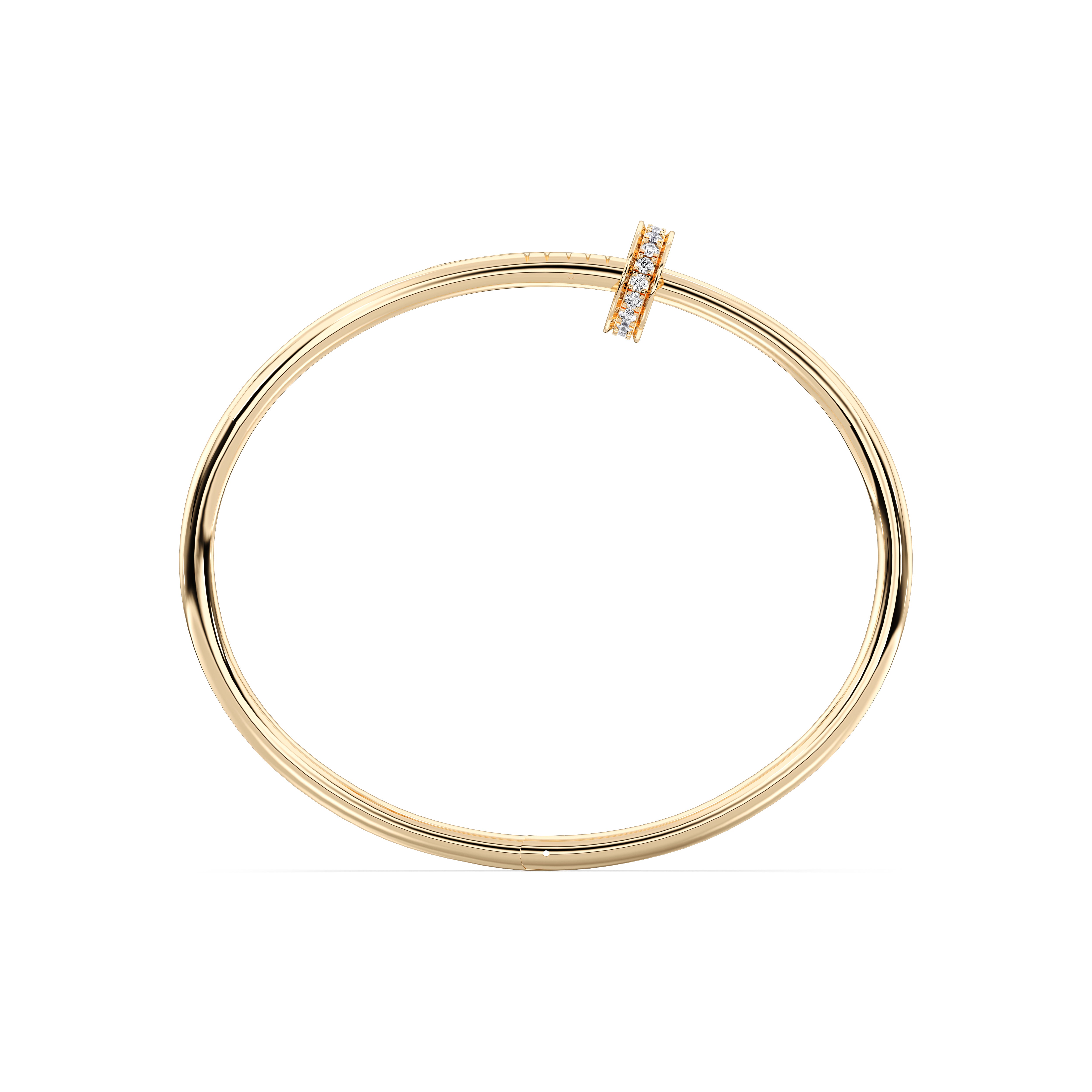 0.52 Carat Round Cut Lab Grown Diamond Pave Set Bangle in Solid Gold For Women