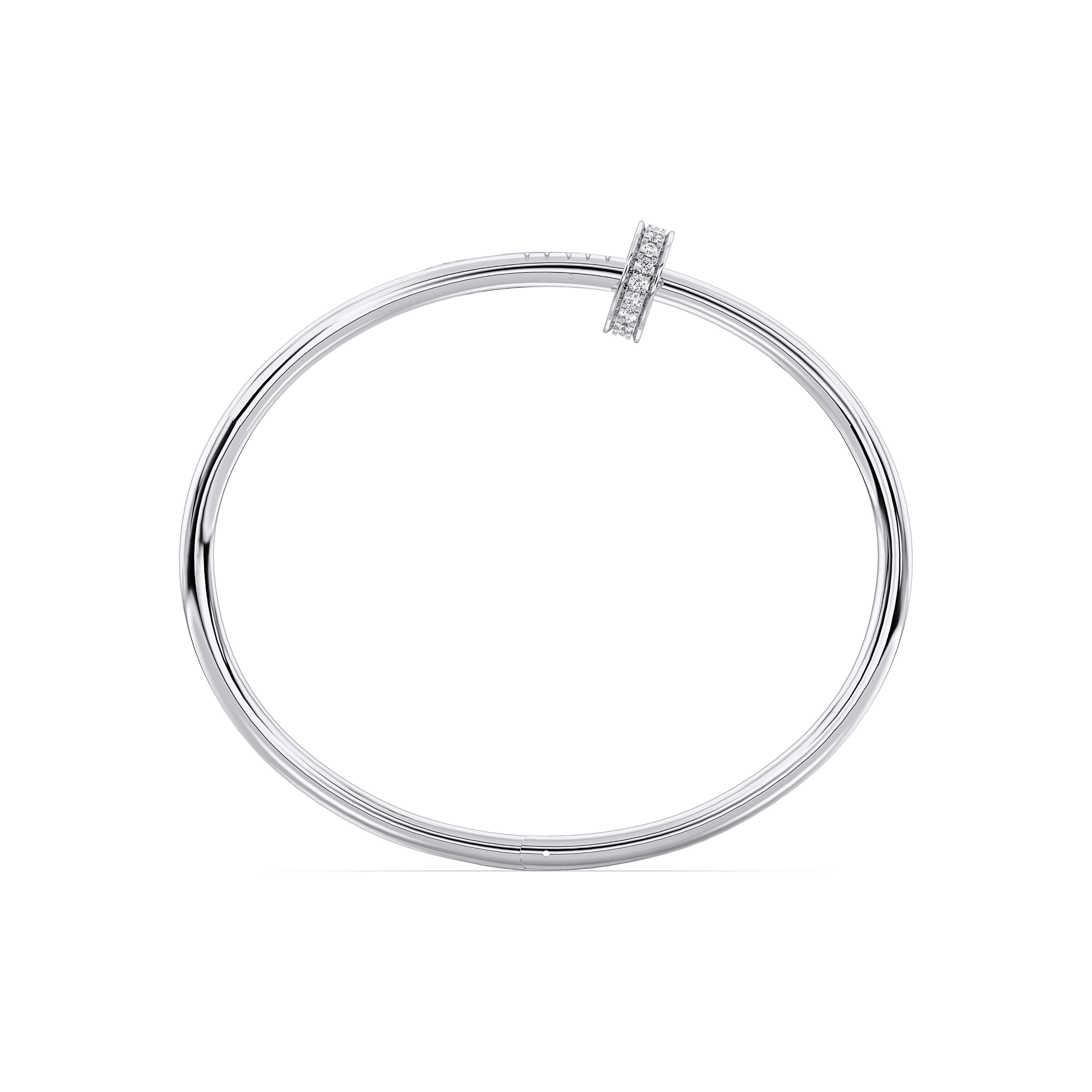 0.52 Carat Round Cut Lab Grown Diamond Pave Set Bangle in Solid Gold For Women