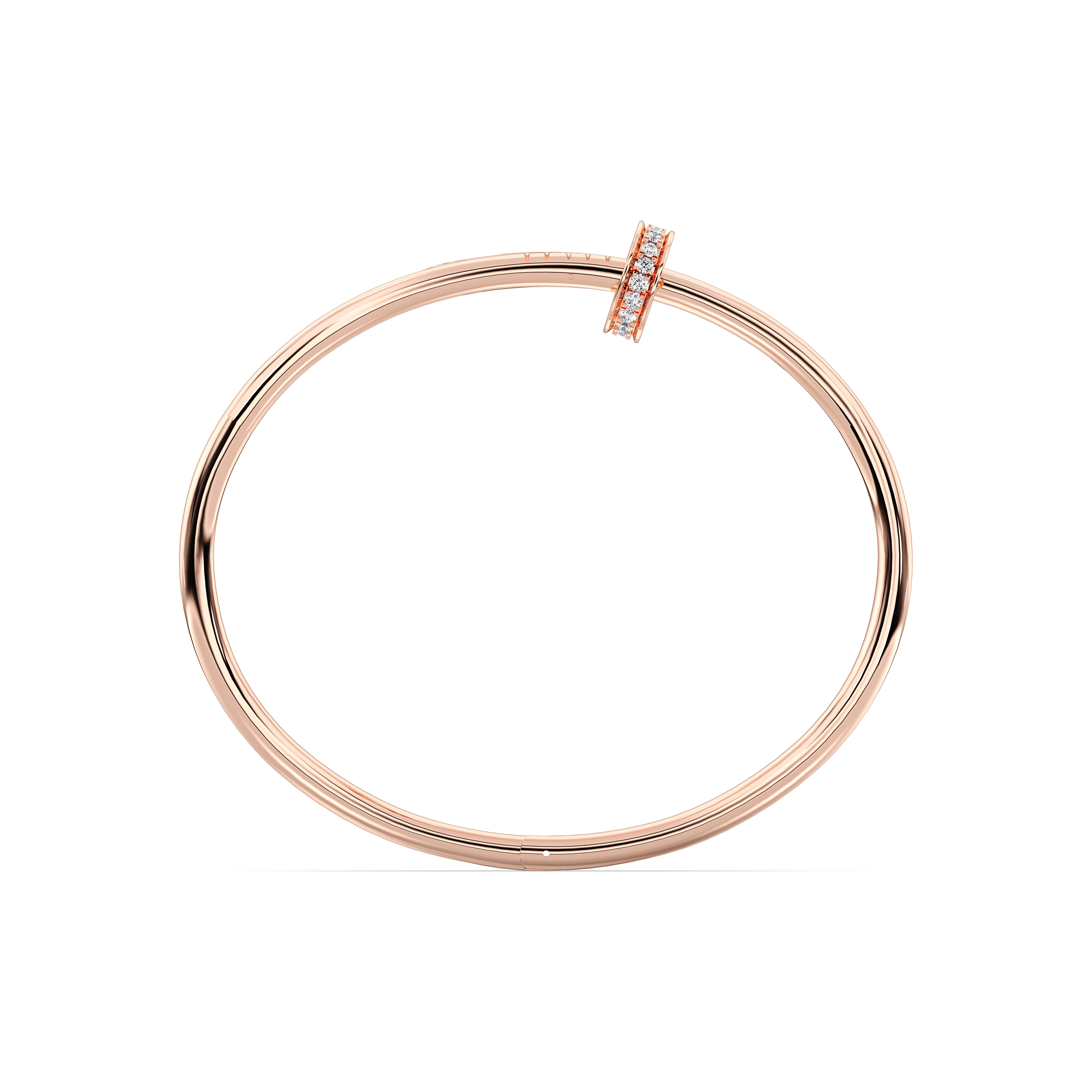 0.52 Carat Round Cut Lab Grown Diamond Pave Set Bangle in Solid Gold For Women