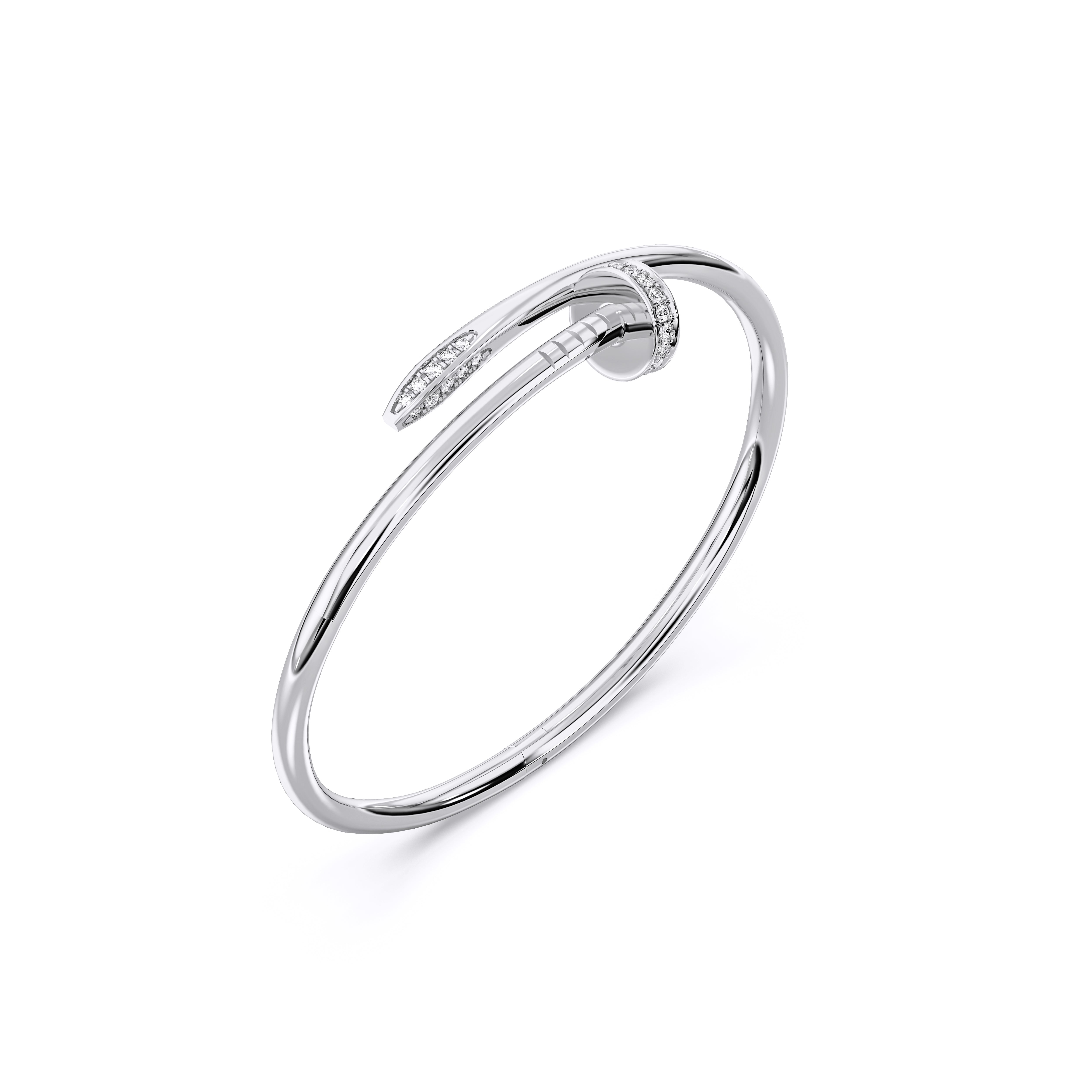 0.52 Carat Round Cut Lab Grown Diamond Pave Set Bangle in Solid Gold For Women
