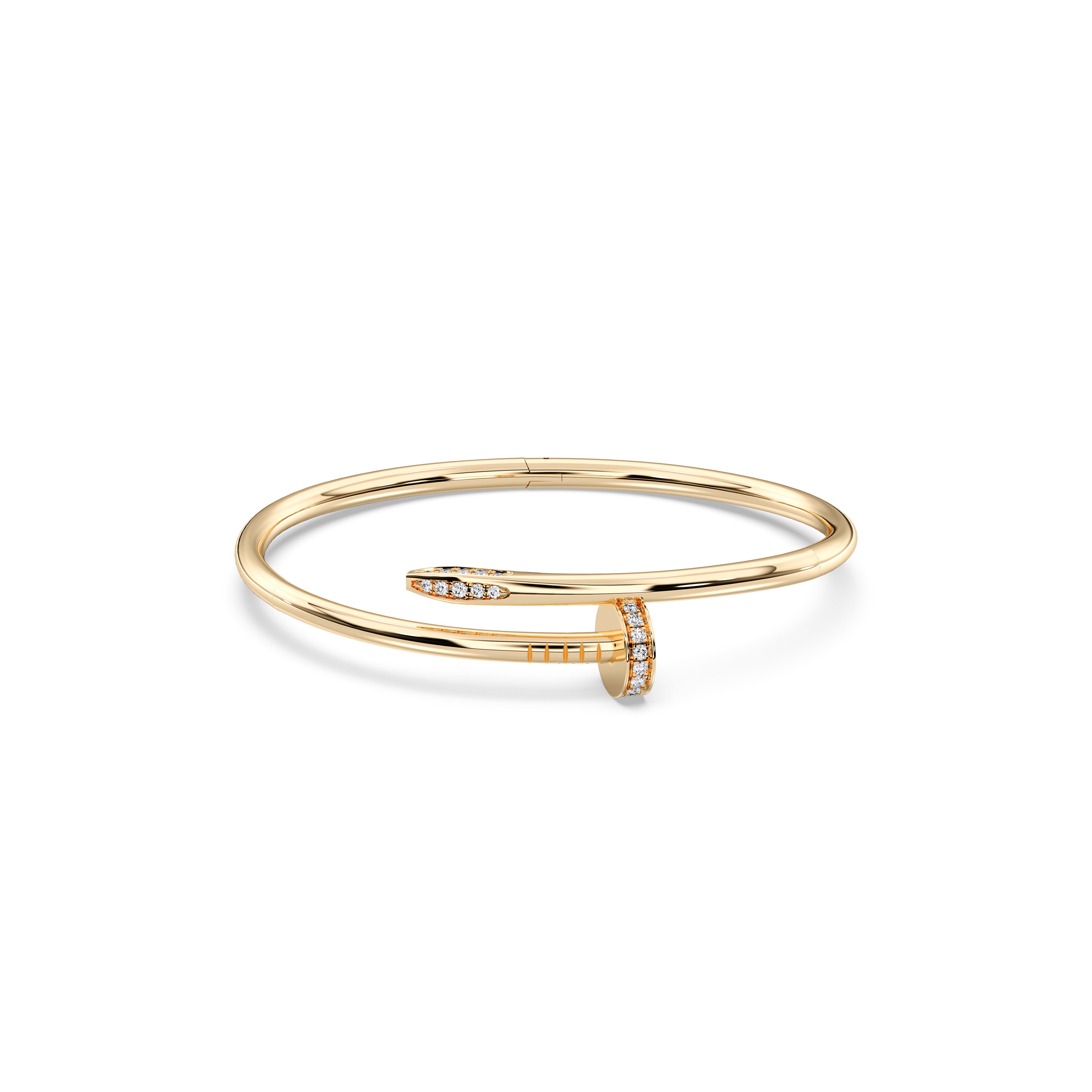 0.52 Carat Round Cut Lab Grown Diamond Pave Set Bangle in Solid Gold For Women