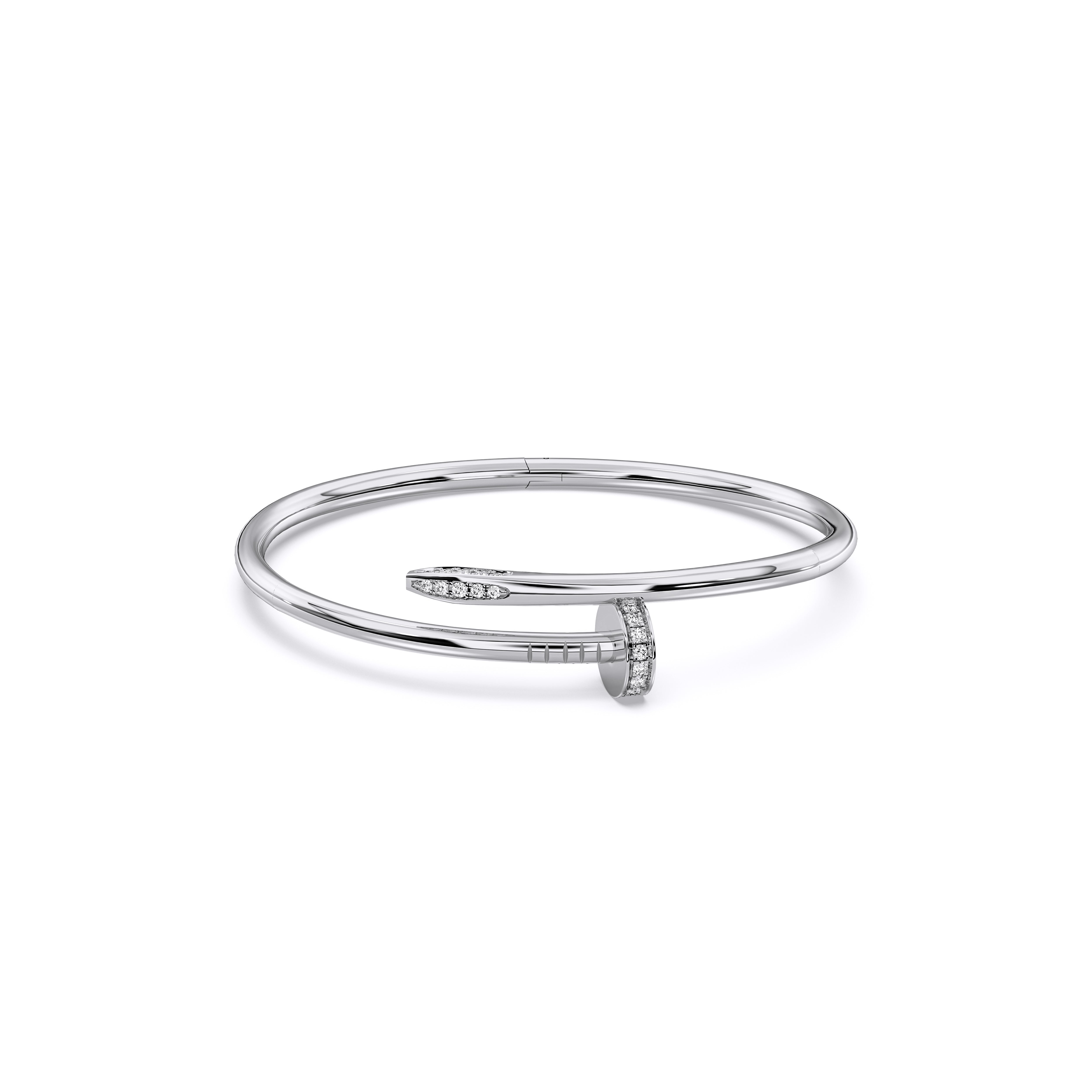 0.52 Carat Round Cut Lab Grown Diamond Pave Set Bangle in Solid Gold For Women