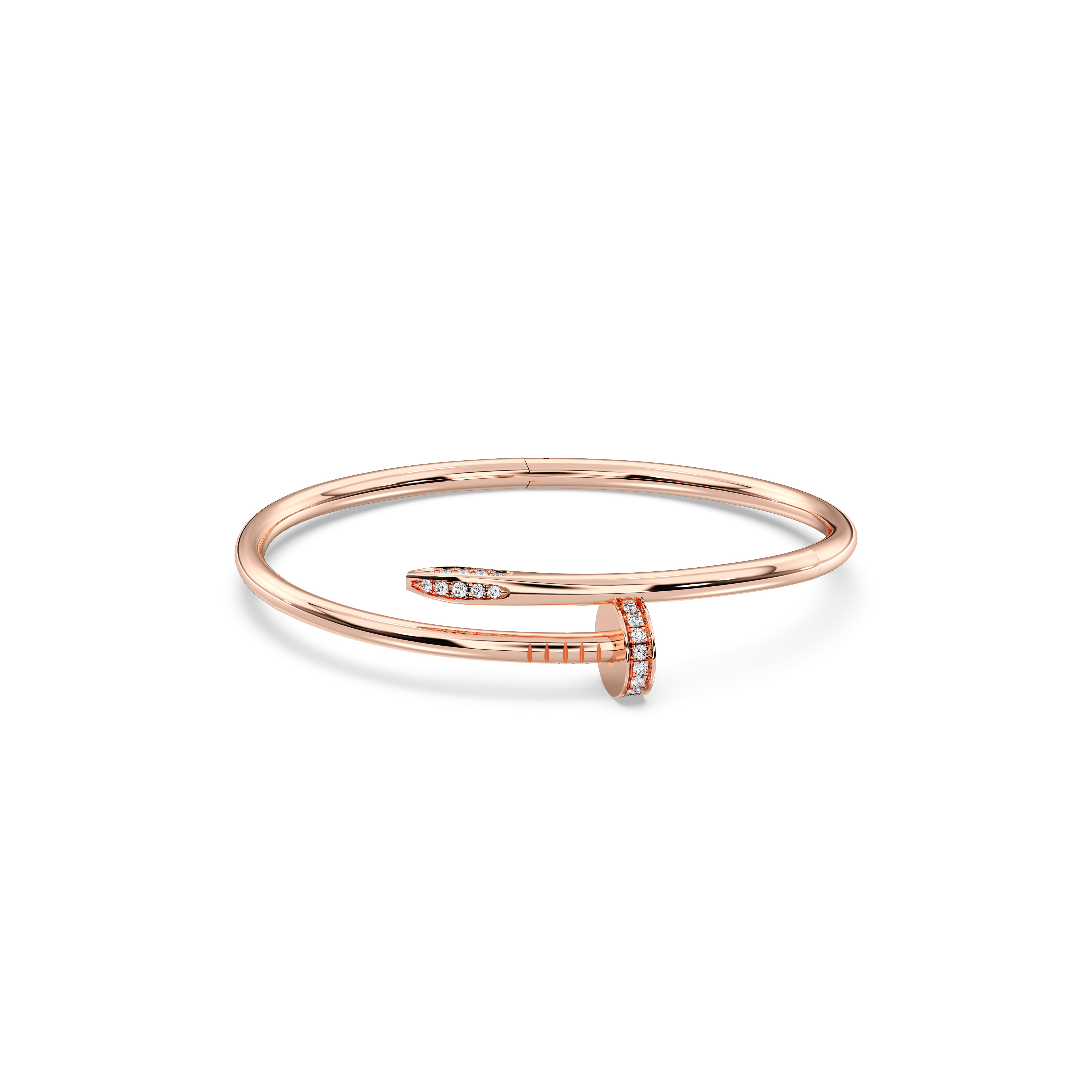 0.52 Carat Round Cut Lab Grown Diamond Pave Set Bangle in Solid Gold For Women