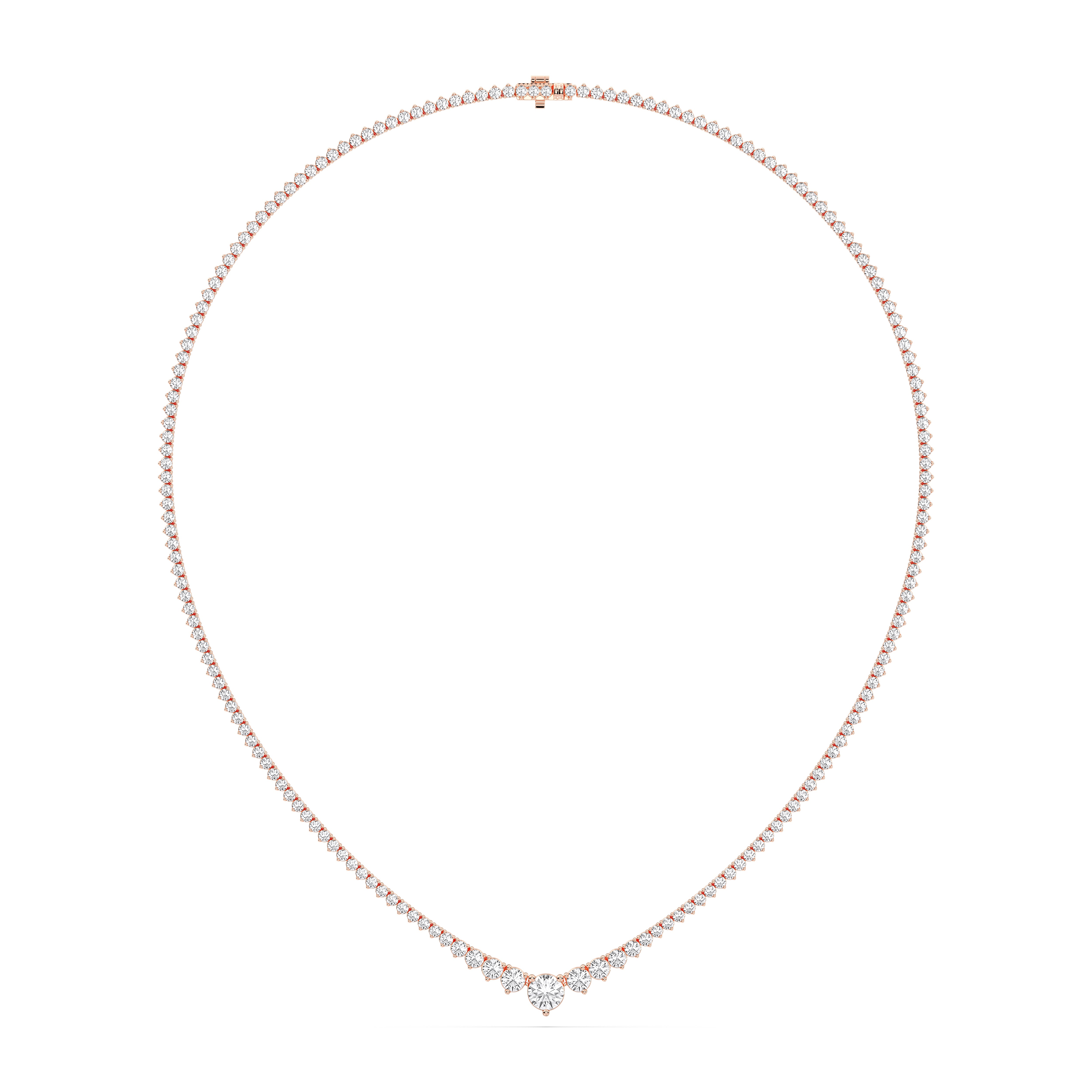 7.00 CT Round Brilliant Cut Lab Grown Graduated Diamond 17 Inch Tennis Necklace in Solid Gold