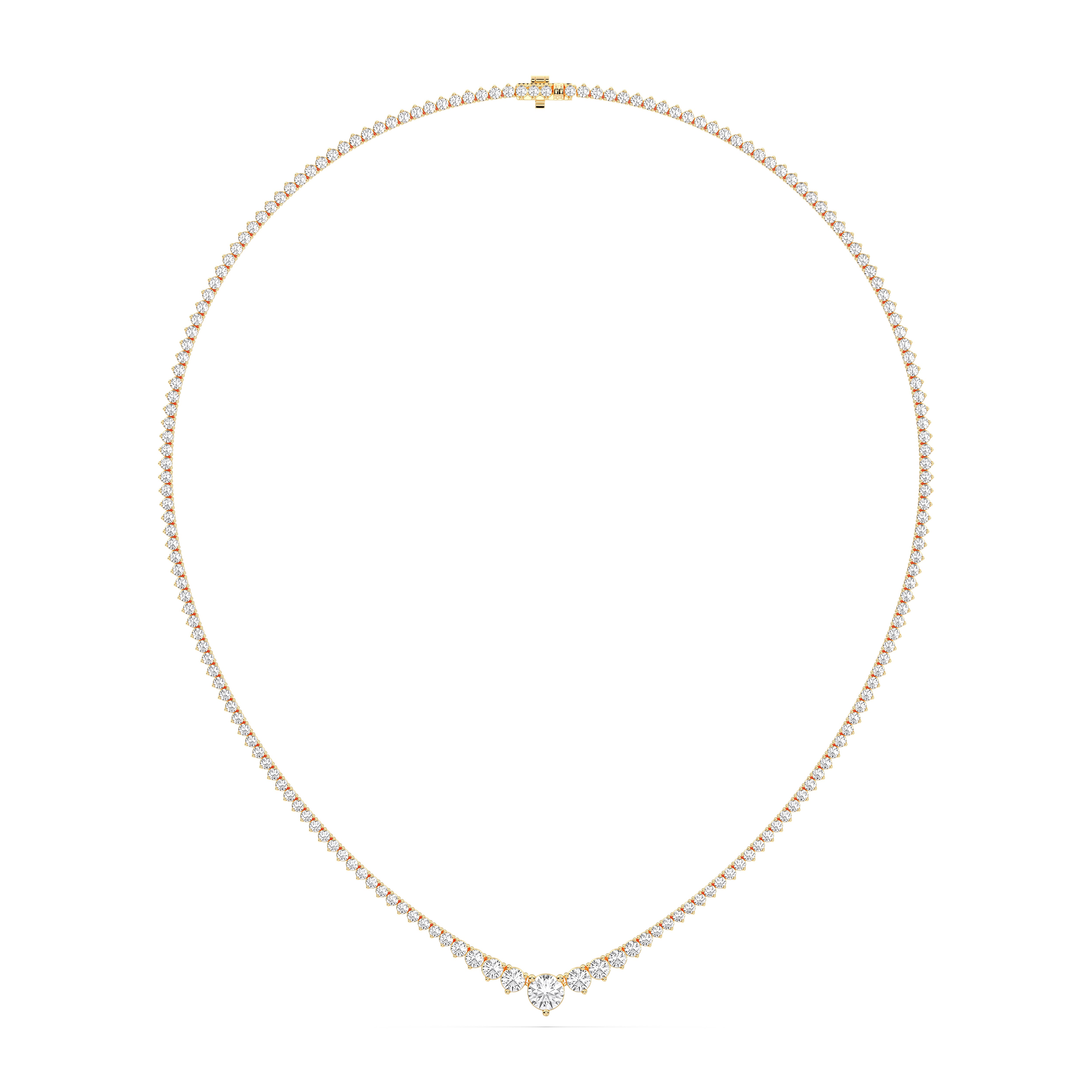 7.00 CT Round Brilliant Cut Lab Grown Graduated Diamond 17 Inch Tennis Necklace in Solid Gold