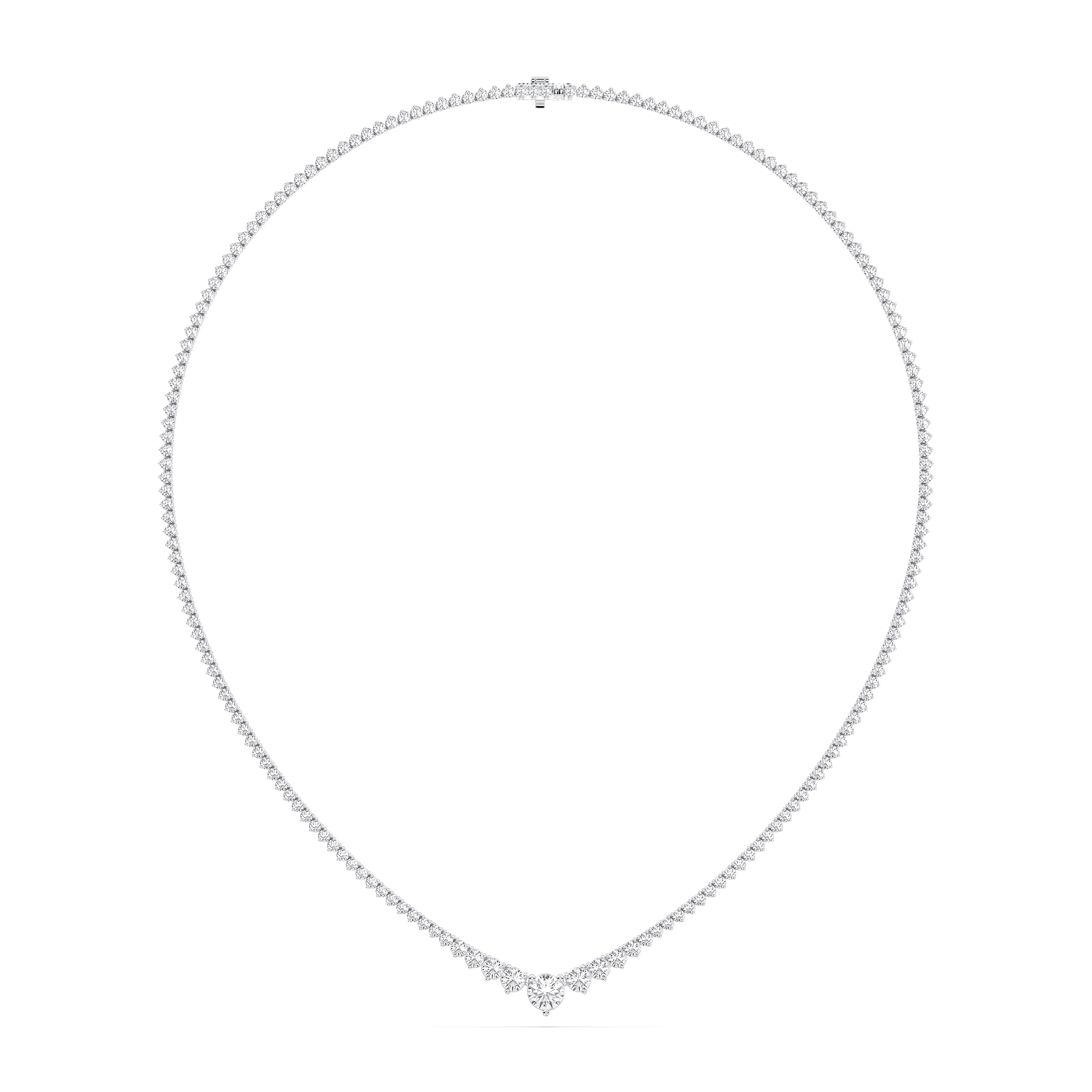 7.00 CT Round Brilliant Cut Lab Grown Graduated Diamond 17 Inch Tennis Necklace in Solid Gold