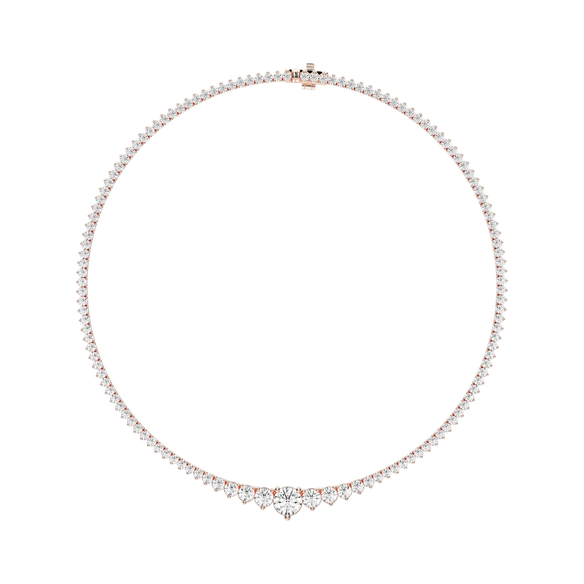7.00 Carat Round Brilliant Cut Lab Created Graduated Diamond 17 Inch Tennis Necklaace Made in Solid Gold