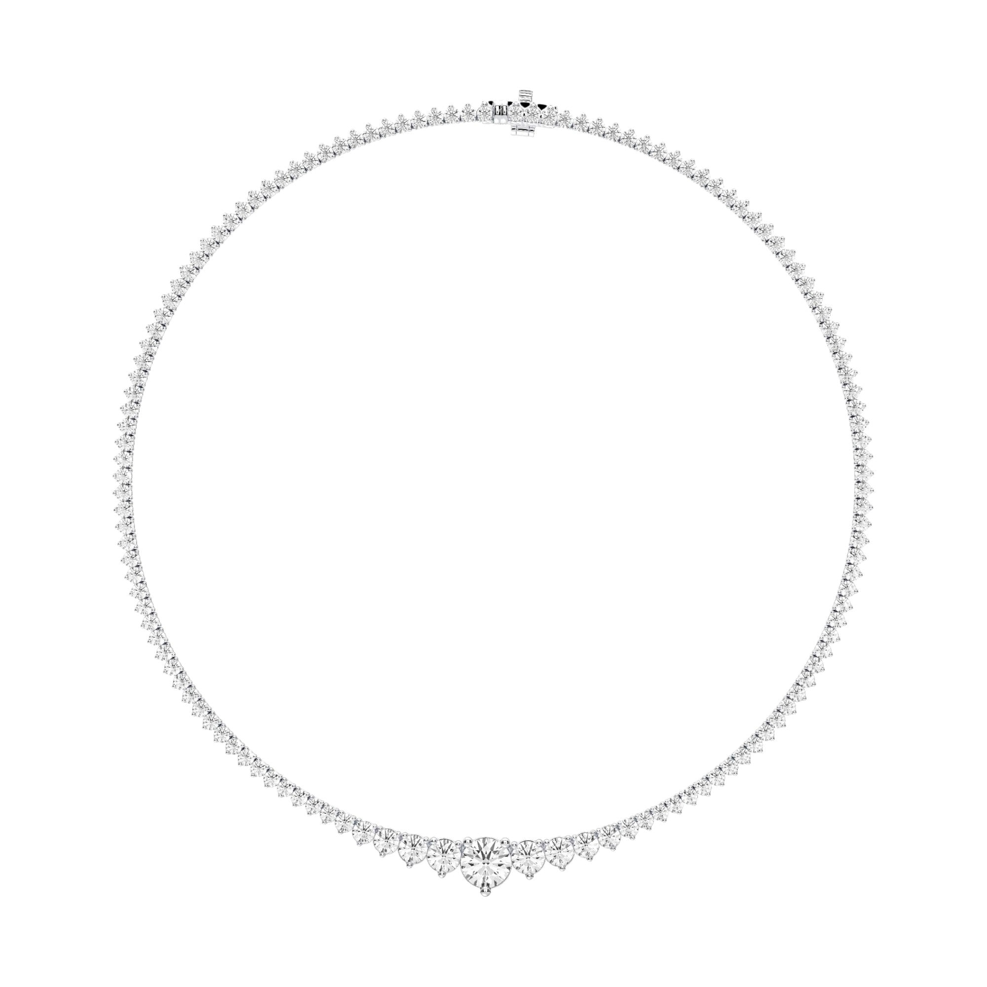 7.00 Carat Round Brilliant Cut Lab Created Graduated Diamond 17 Inch Tennis Necklaace Made in Solid Gold