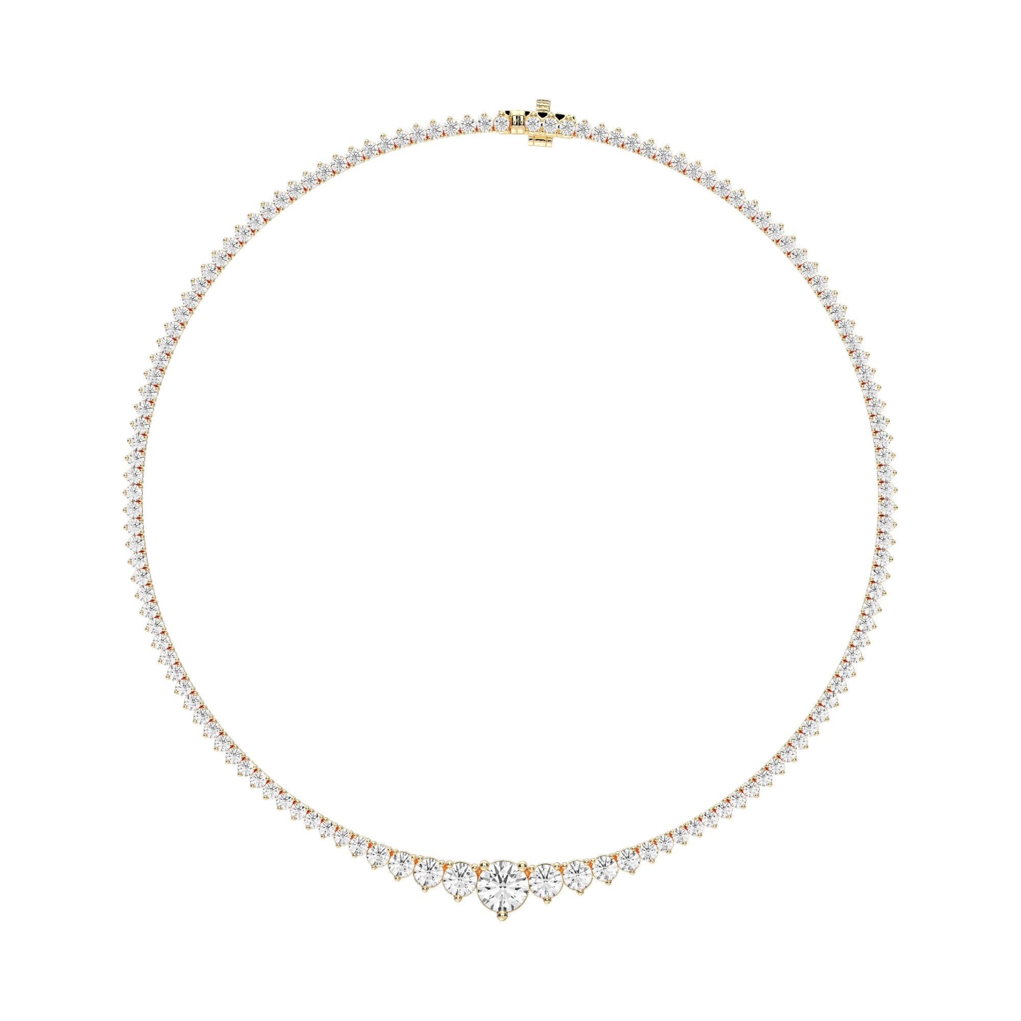 7.00 Carat Round Brilliant Cut Lab Created Graduated Diamond 17 Inch Tennis Necklaace Made in Solid Gold