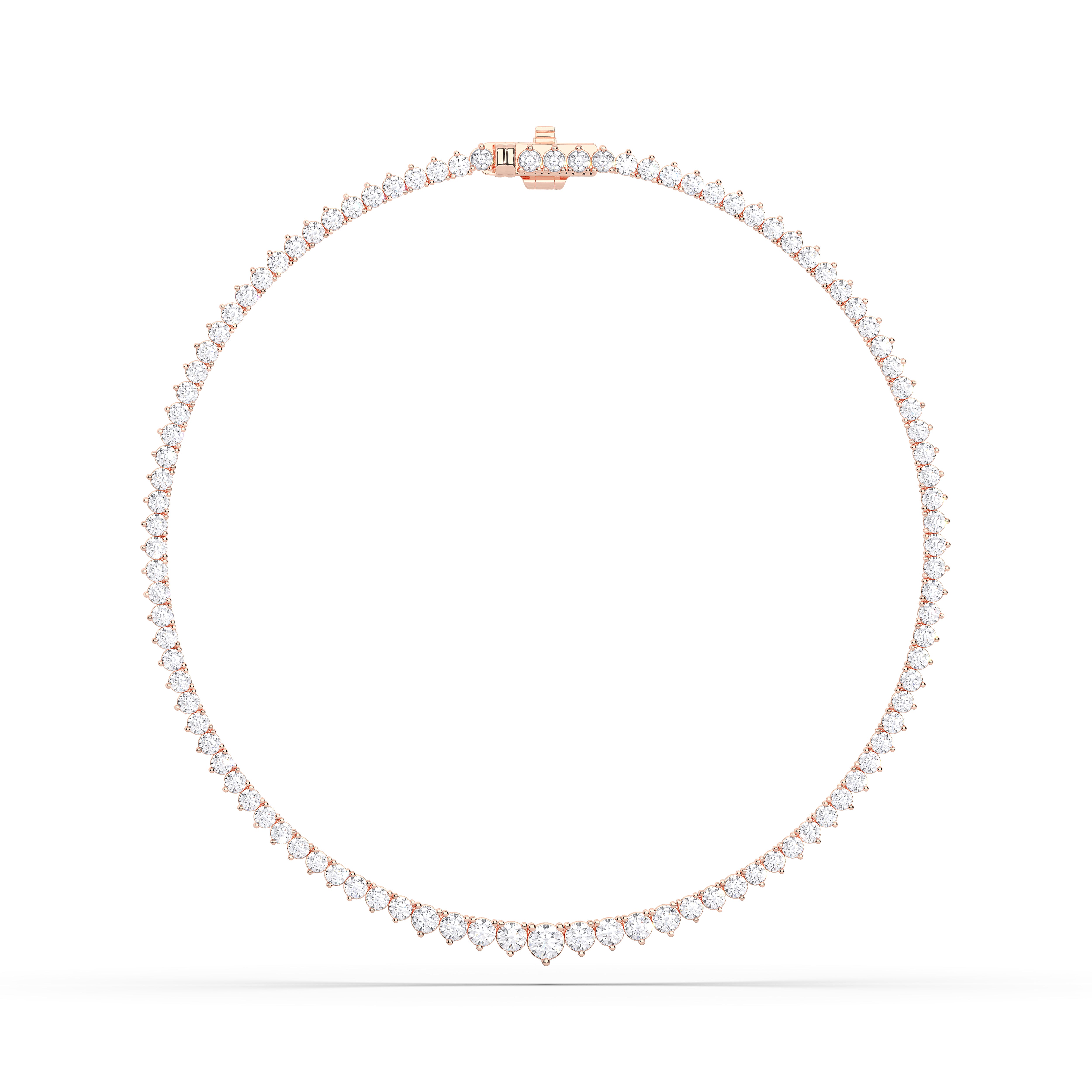 12.00 Ct Round Briiliant Cut Lab Created Graduted Diamond 16.00 Inch Tennis Necklace Made in Solid Gold For Her