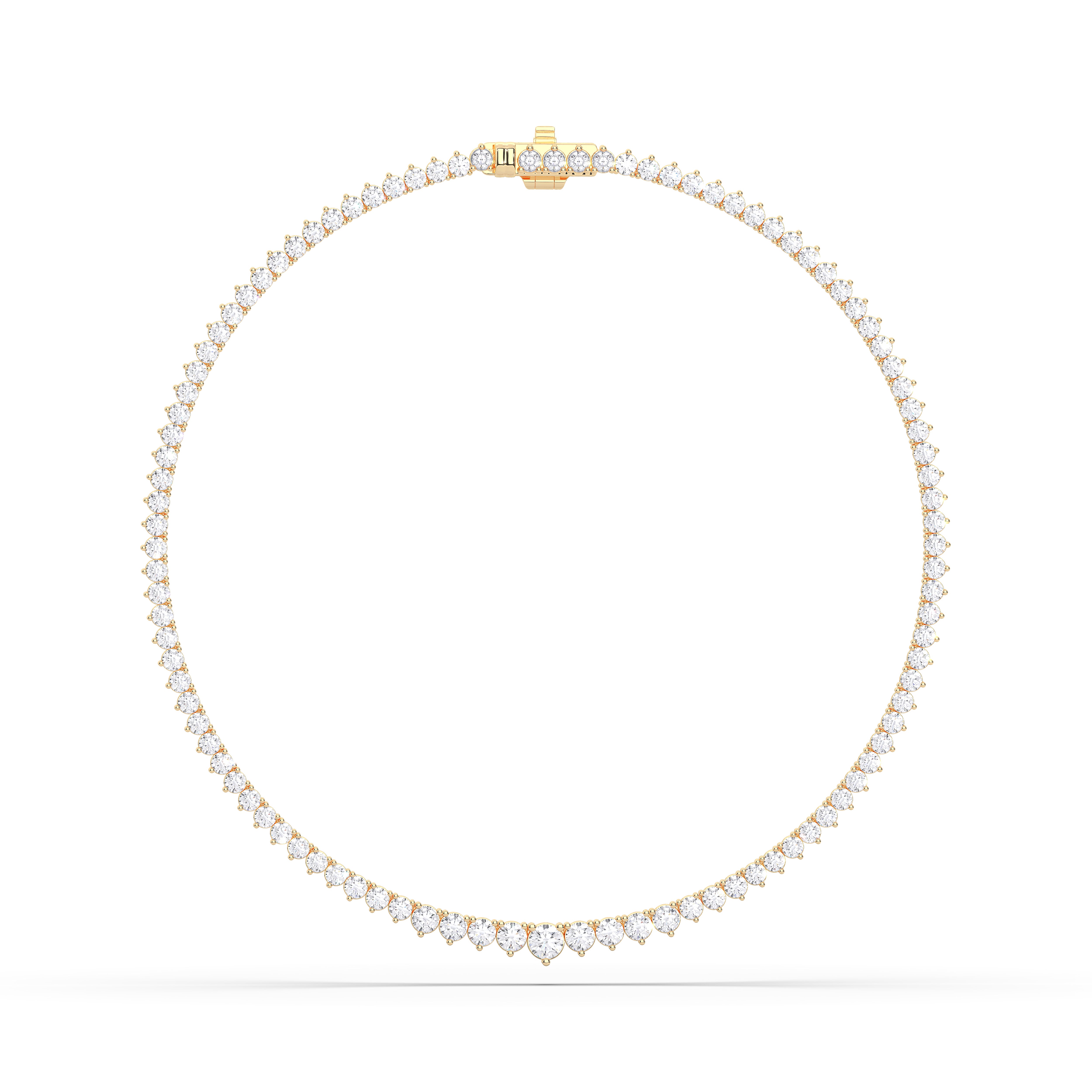 12.00 Ct Round Briiliant Cut Lab Created Graduted Diamond 16.00 Inch Tennis Necklace Made in Solid Gold For Her