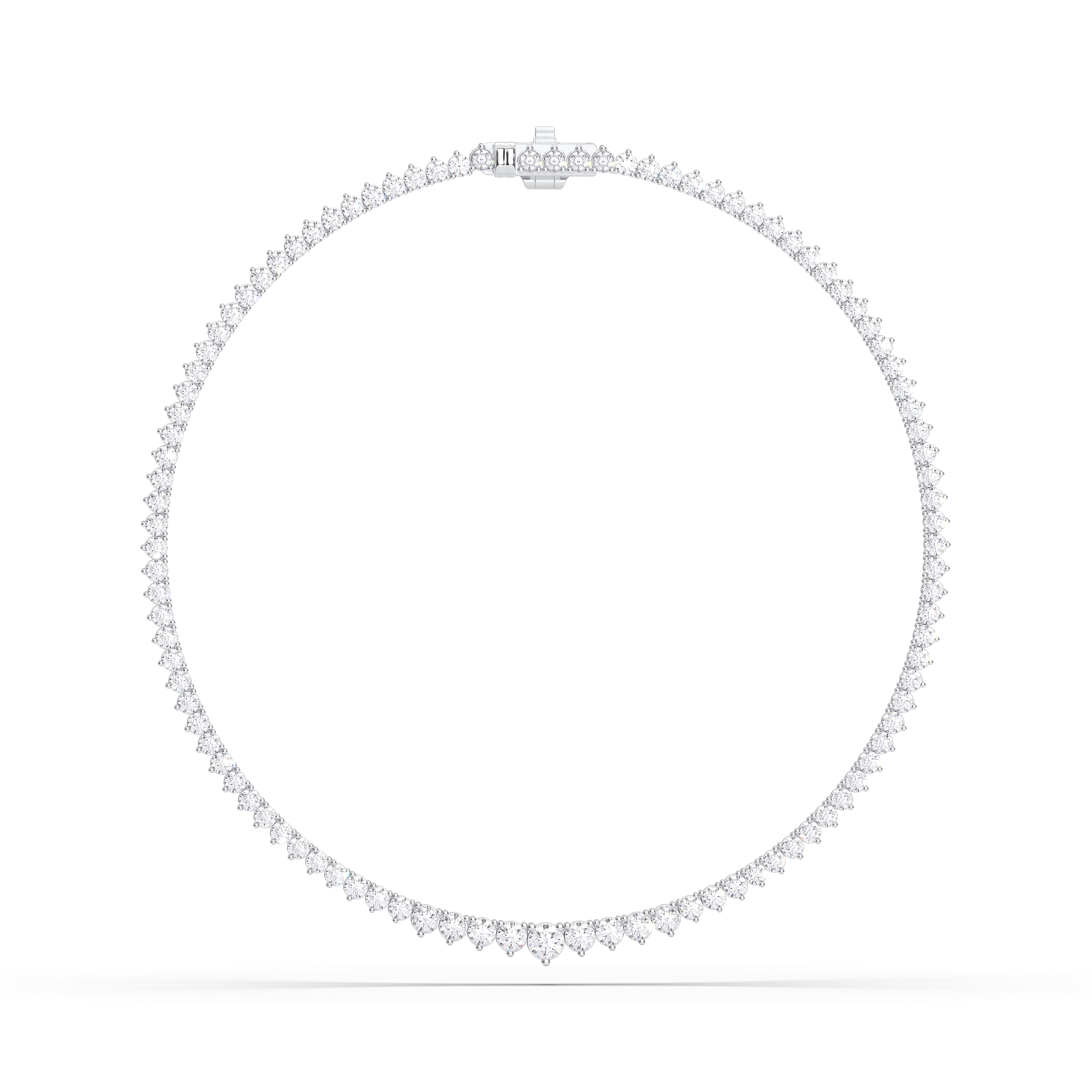 12.00 Ct Round Briiliant Cut Lab Created Graduted Diamond 16.00 Inch Tennis Necklace Made in Solid Gold For Her
