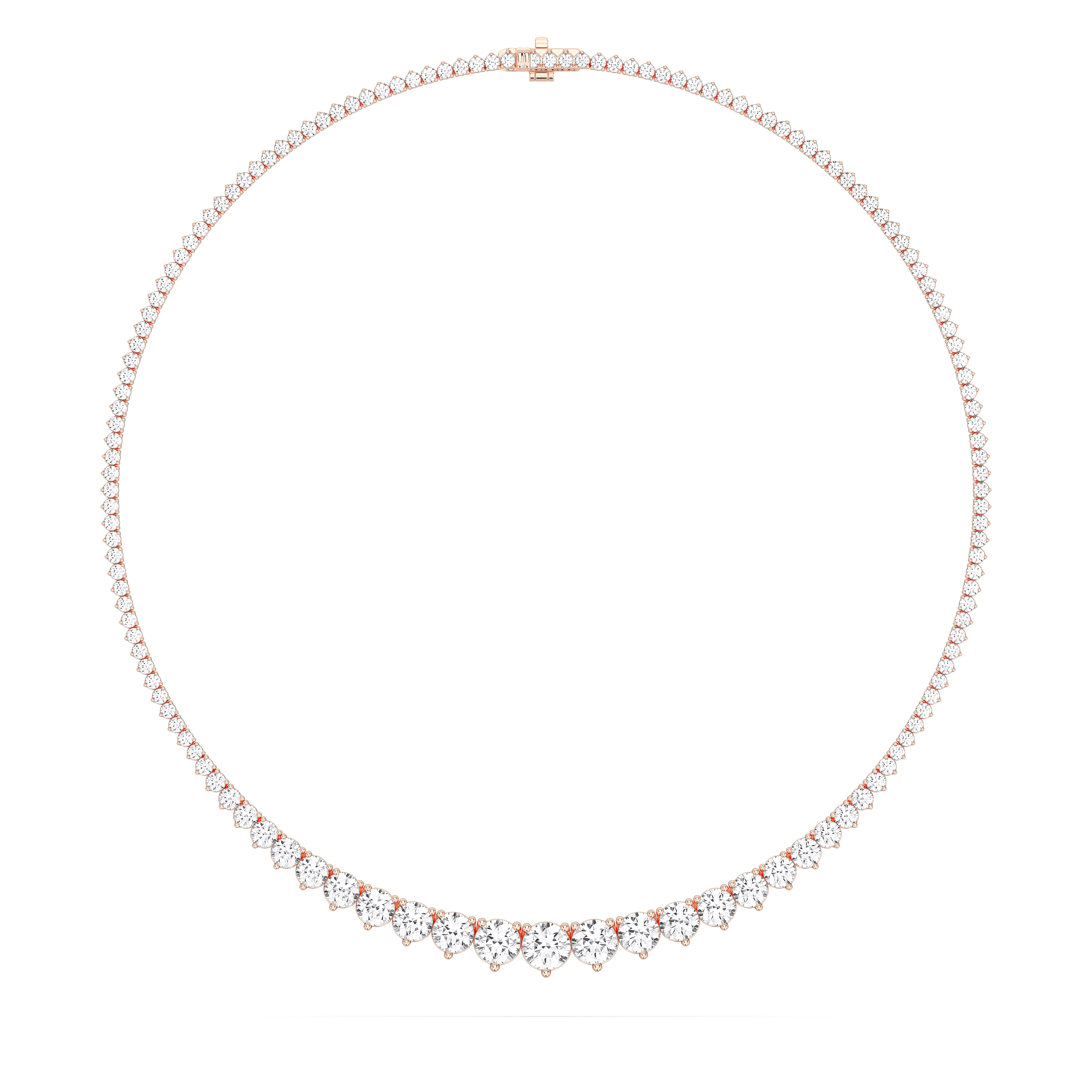 21 Carat Round Brilliant Cut Garduated Lab Created Diamond 16 Inch Tennis Necklace For Her