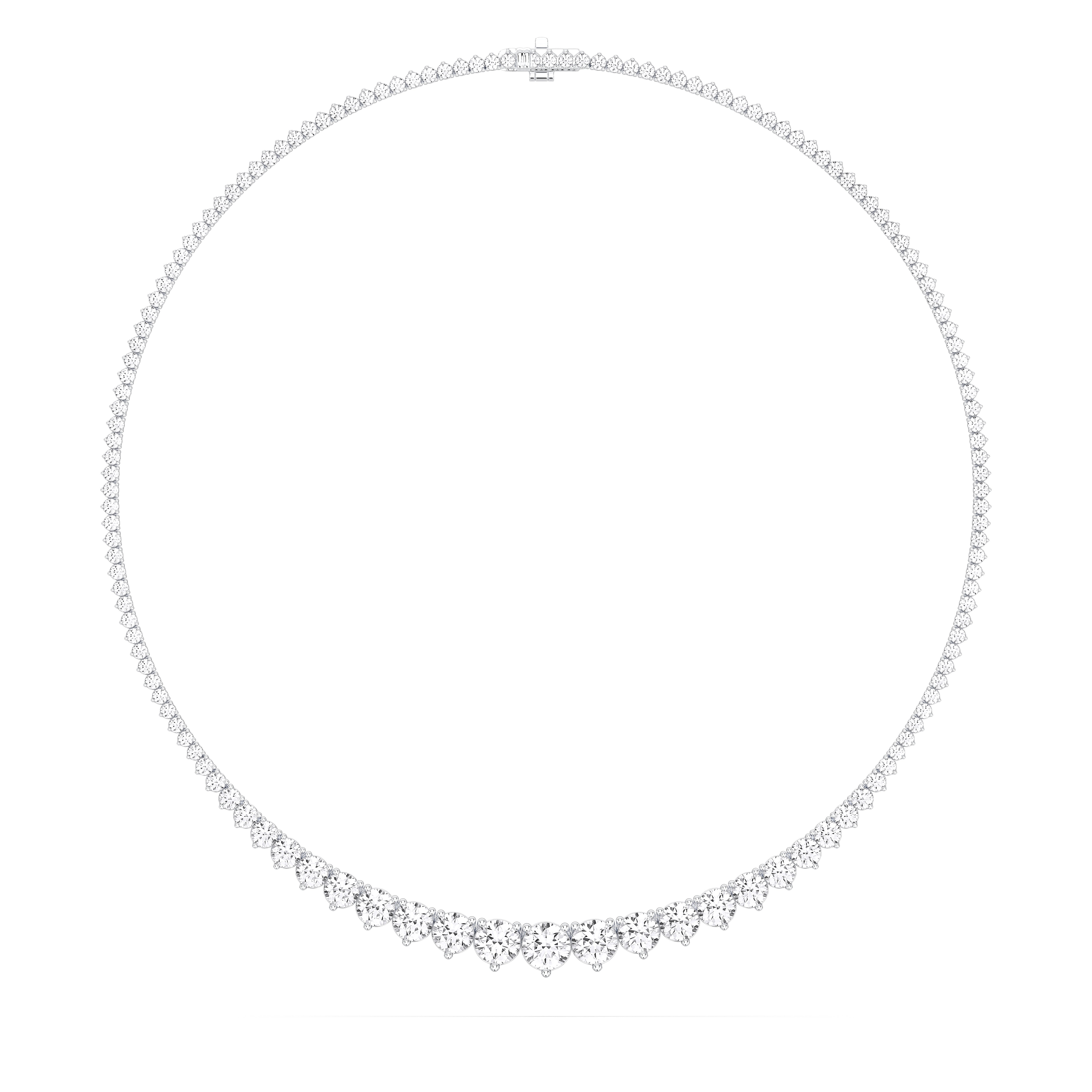 21 Carat Round Brilliant Cut Garduated Lab Created Diamond 16 Inch Tennis Necklace For Her