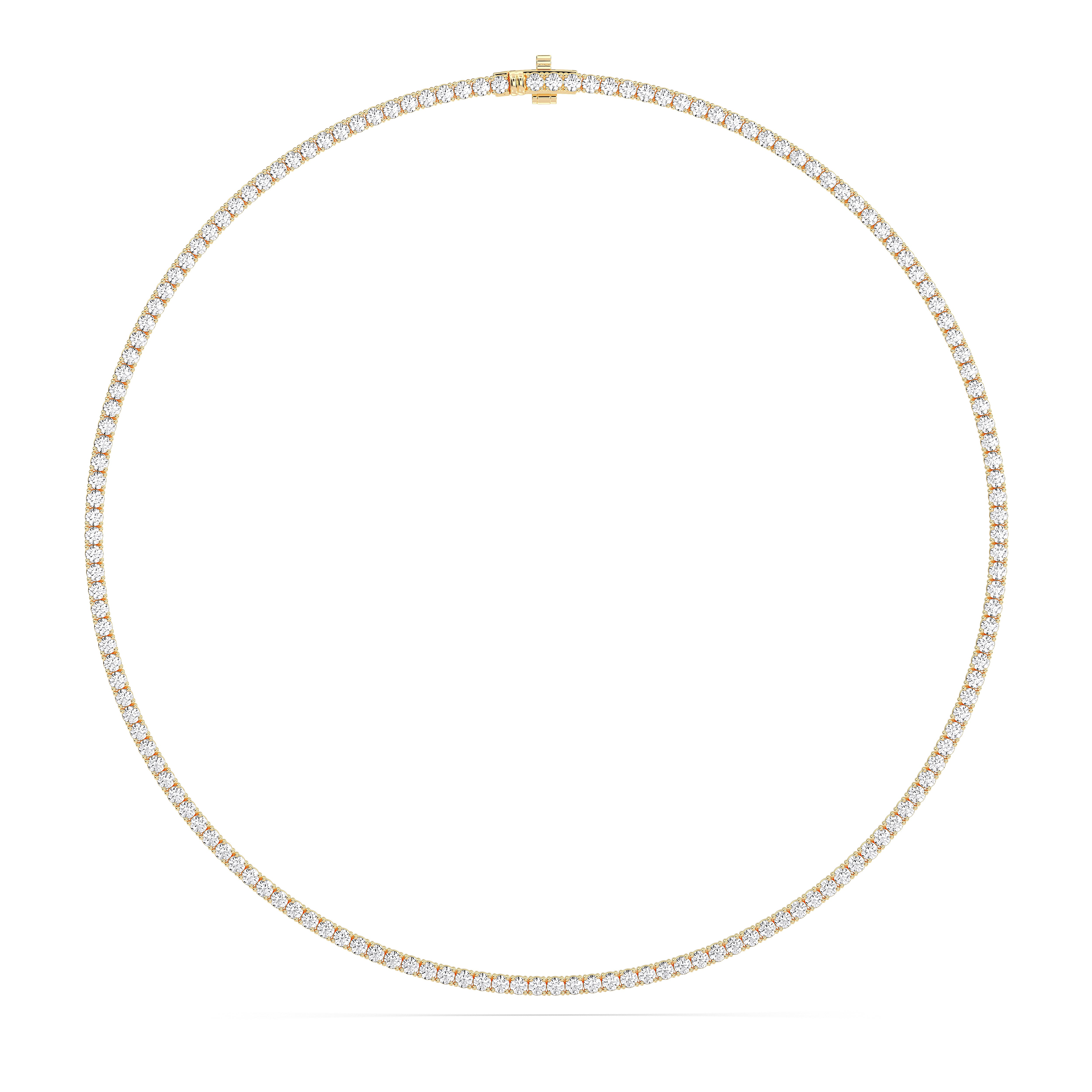 11.00 Ct Round Brilliant Cut Lab Grown Diamond 20 Inch Tennis Necklace For Women In Solid Gold