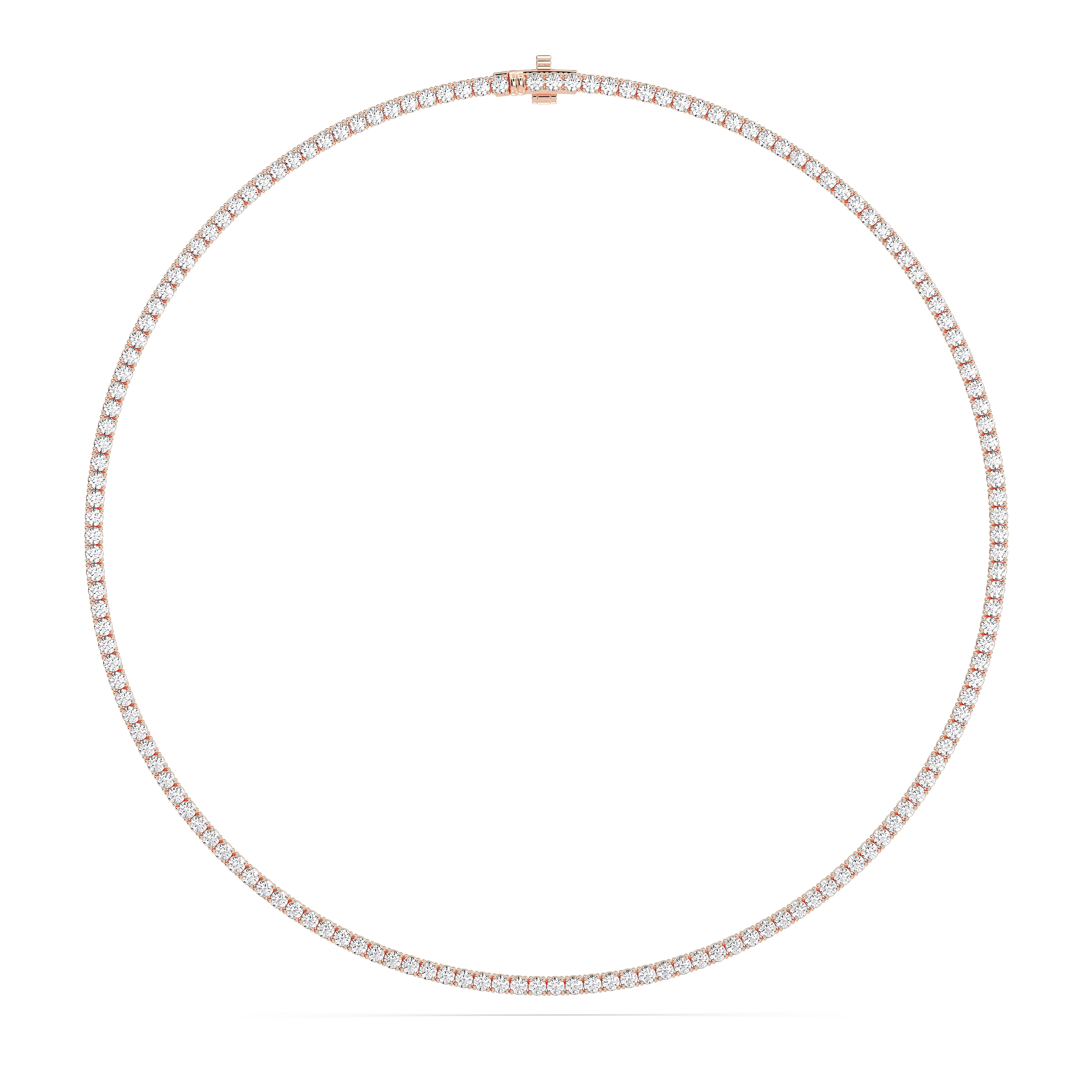 11.00 Ct Round Brilliant Cut Lab Grown Diamond 20 Inch Tennis Necklace For Women In Solid Gold