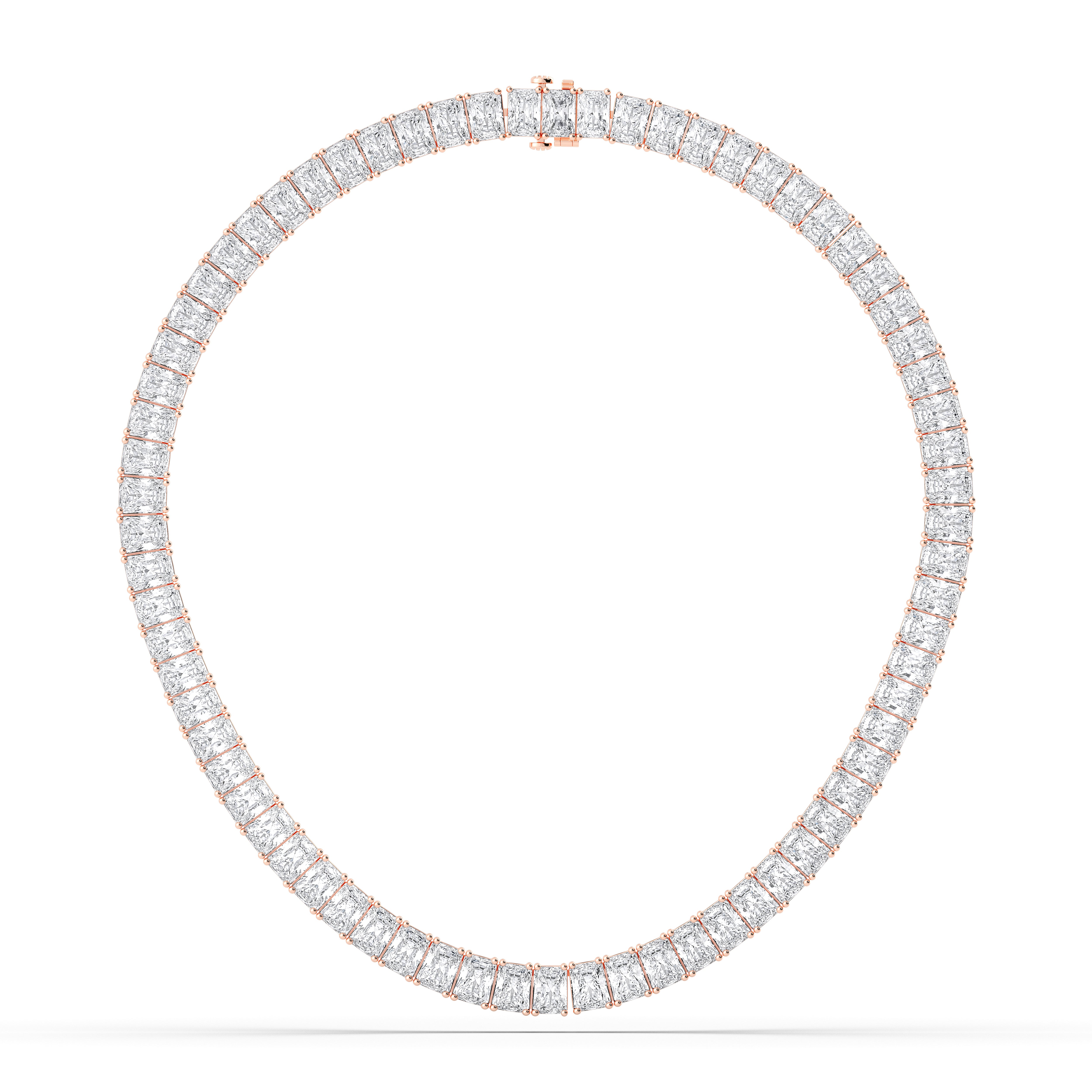 71.00 Carat ( Each 1.00 Carat ) Lab Created Radiant Cut Diamond Tennis Necklace in Solid Gold