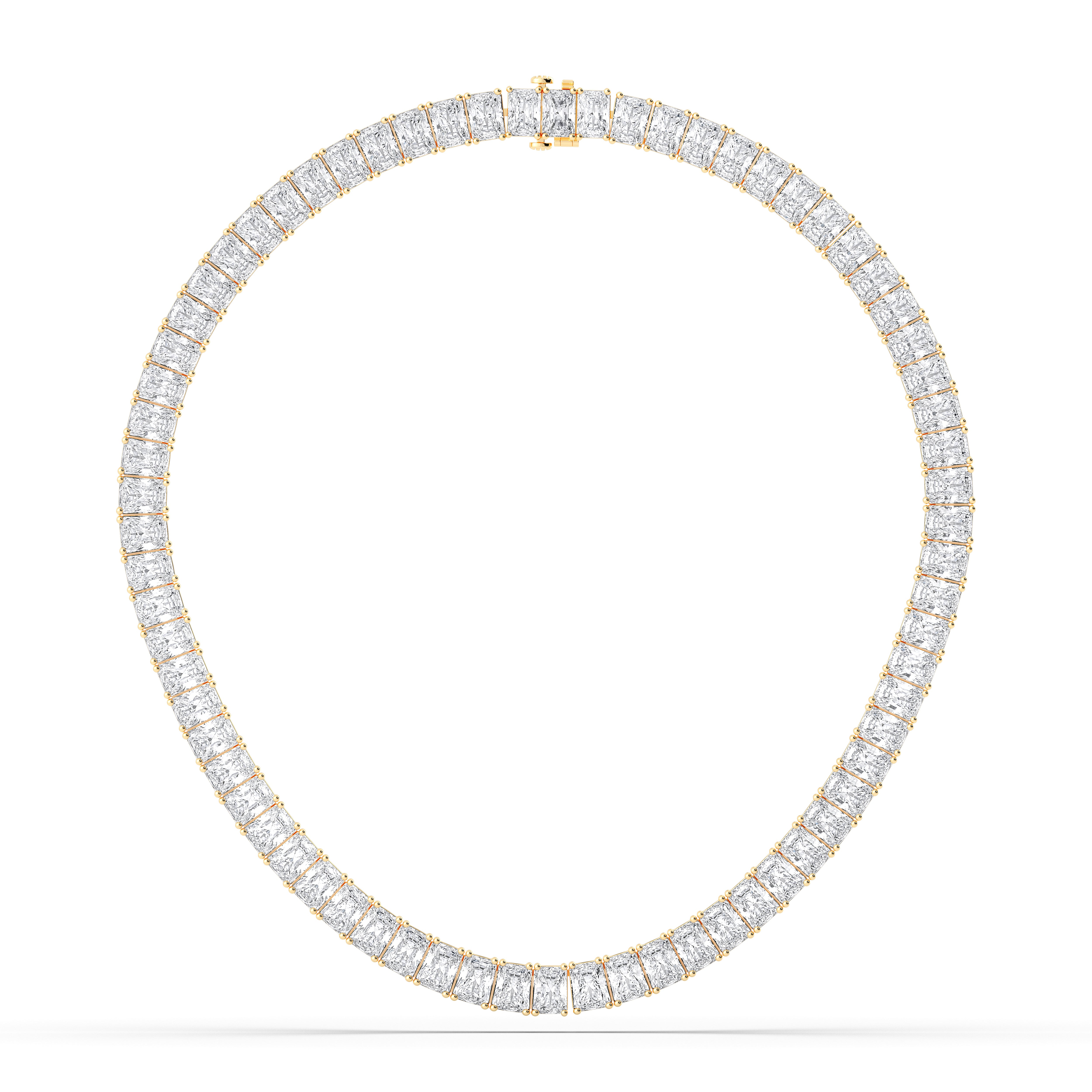 71.00 Carat ( Each 1.00 Carat ) Lab Created Radiant Cut Diamond Tennis Necklace in Solid Gold
