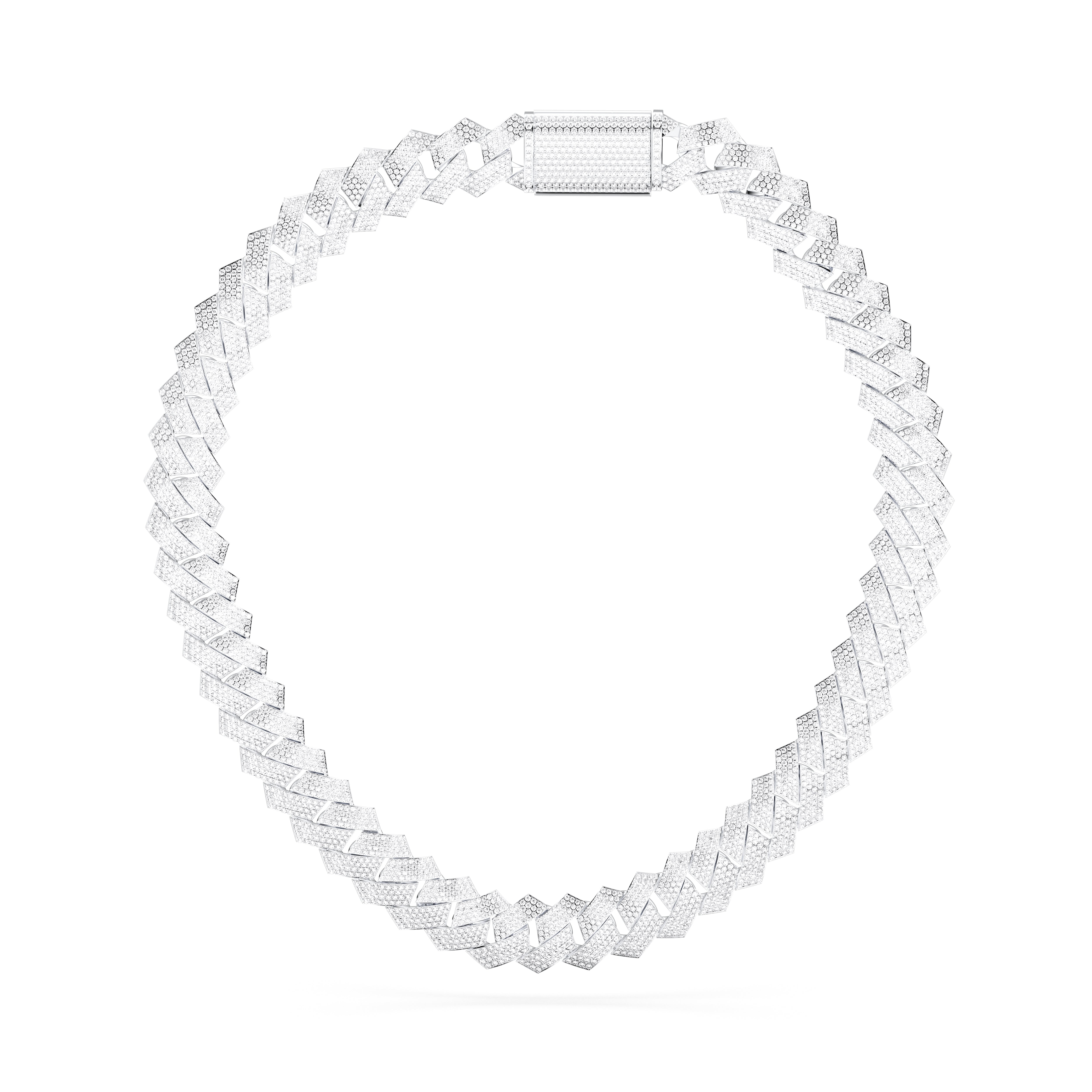 26.00 CT Round Brilliant Cut Lab Grown Diamond Cuban Link Chain Hip Hop Necklace Made in Solid Gold