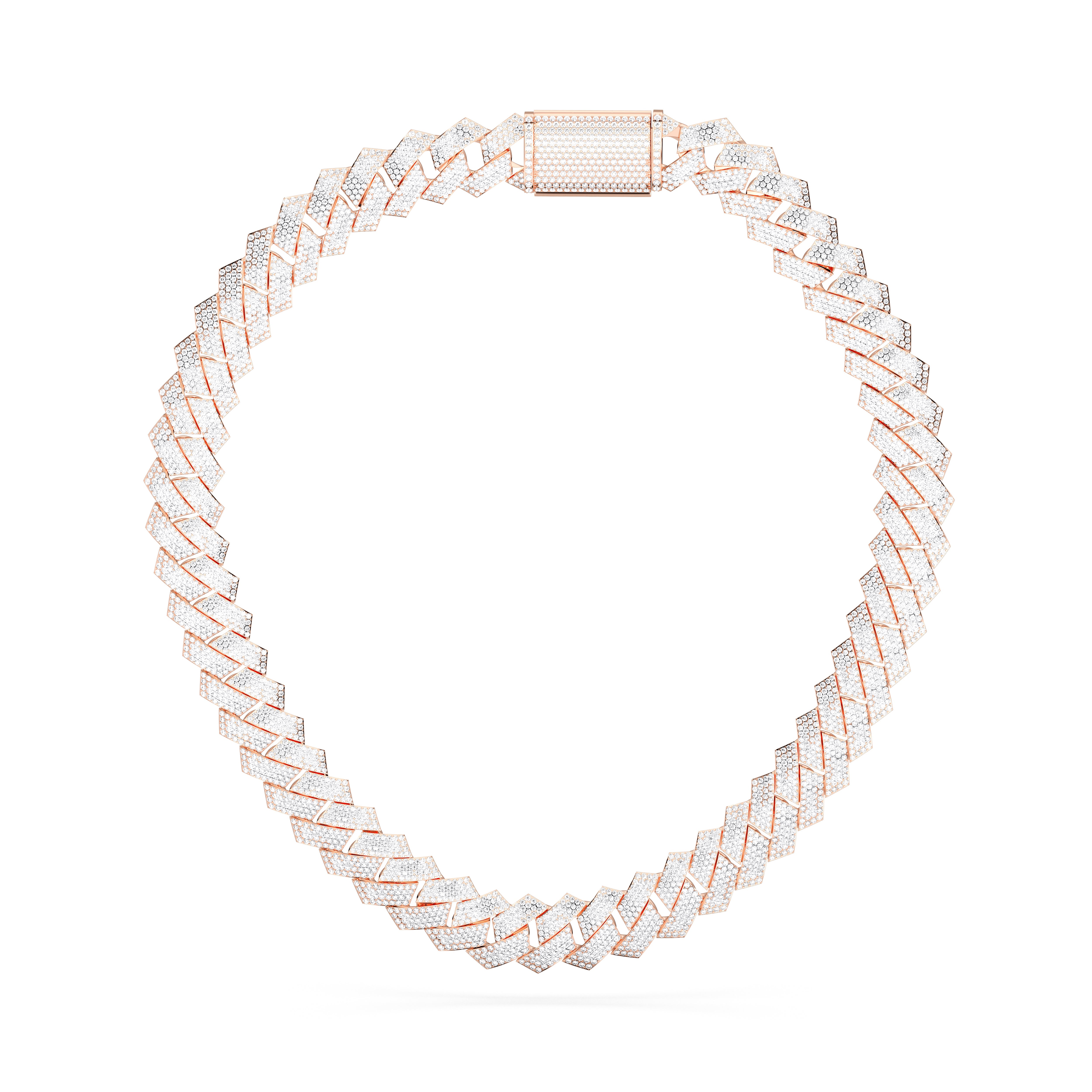 26.00 CT Round Brilliant Cut Lab Grown Diamond Cuban Link Chain Hip Hop Necklace Made in Solid Gold