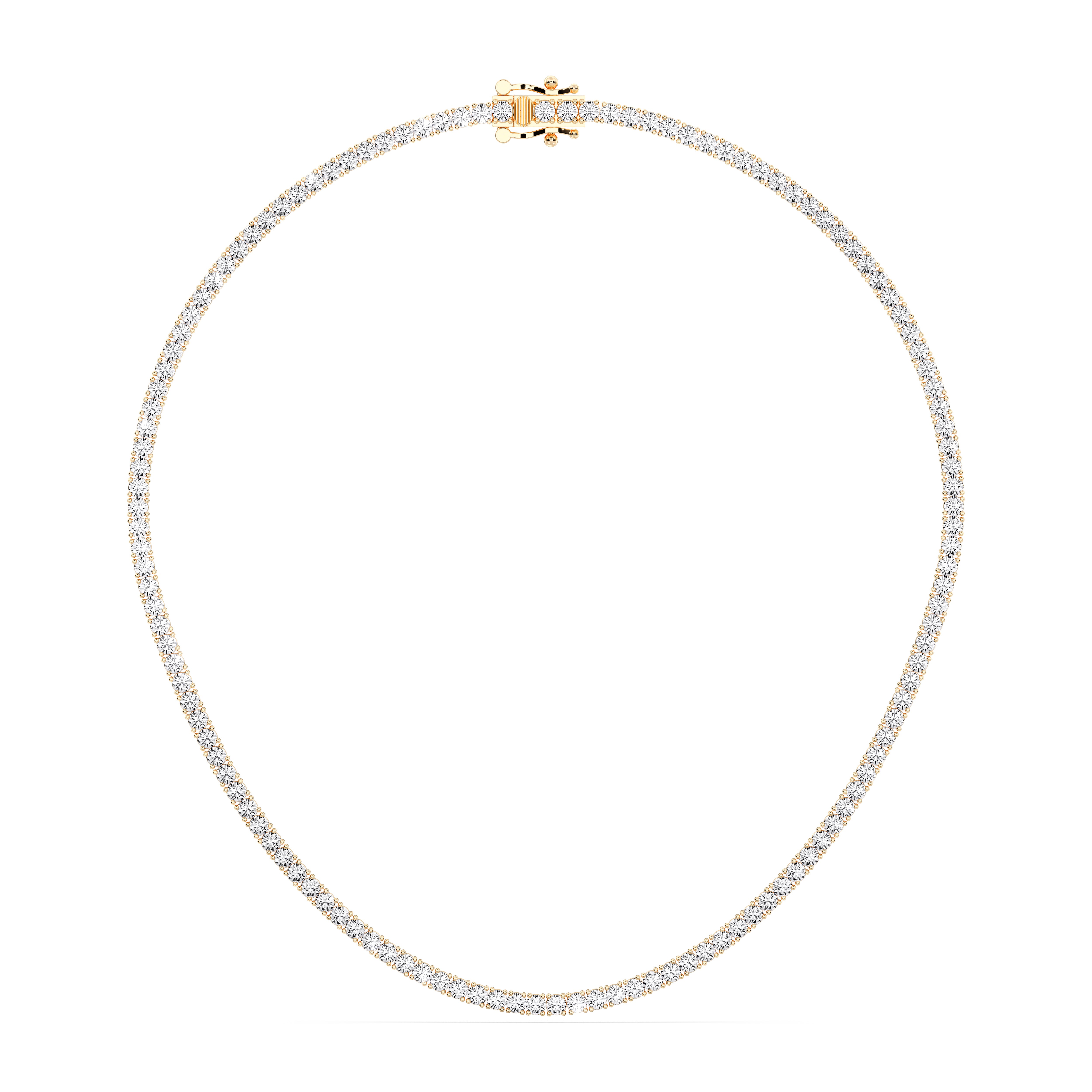 15.00 Carat Round Cut Lab Grown Prong Set Tennis Necklace Made in Solid Gold