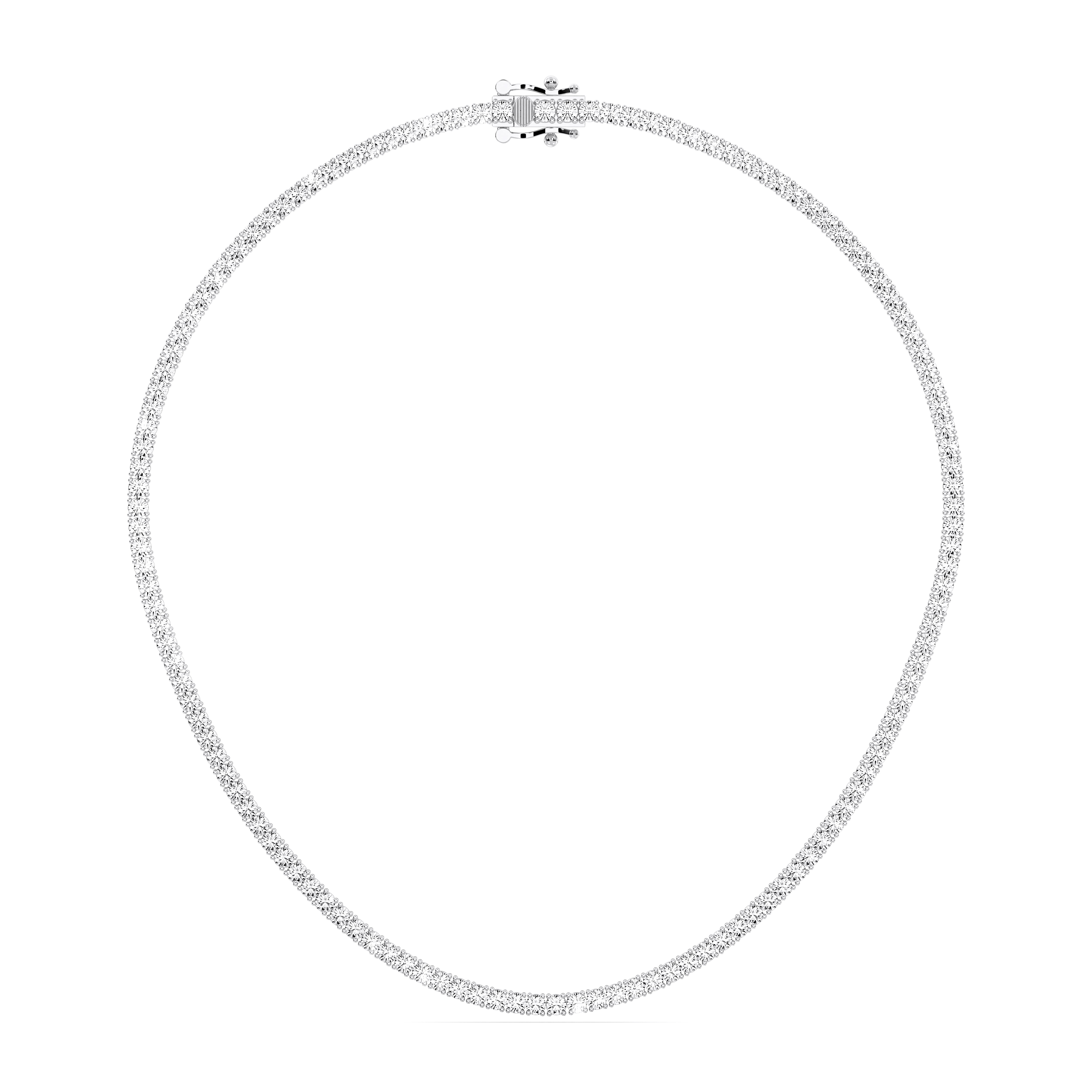 15.00 Carat Round Cut Lab Grown Prong Set Tennis Necklace Made in Solid Gold