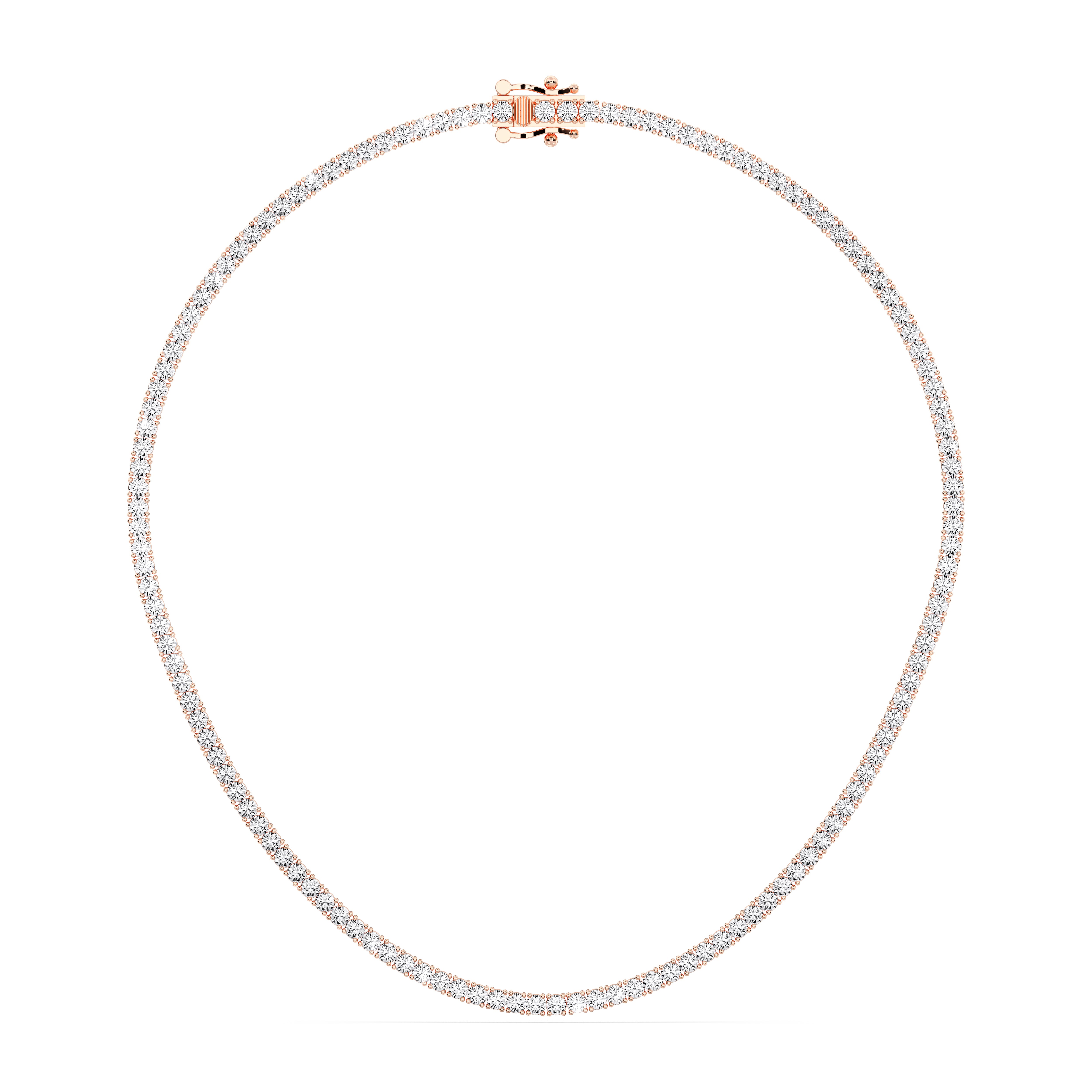 15.00 Carat Round Cut Lab Grown Prong Set Tennis Necklace Made in Solid Gold