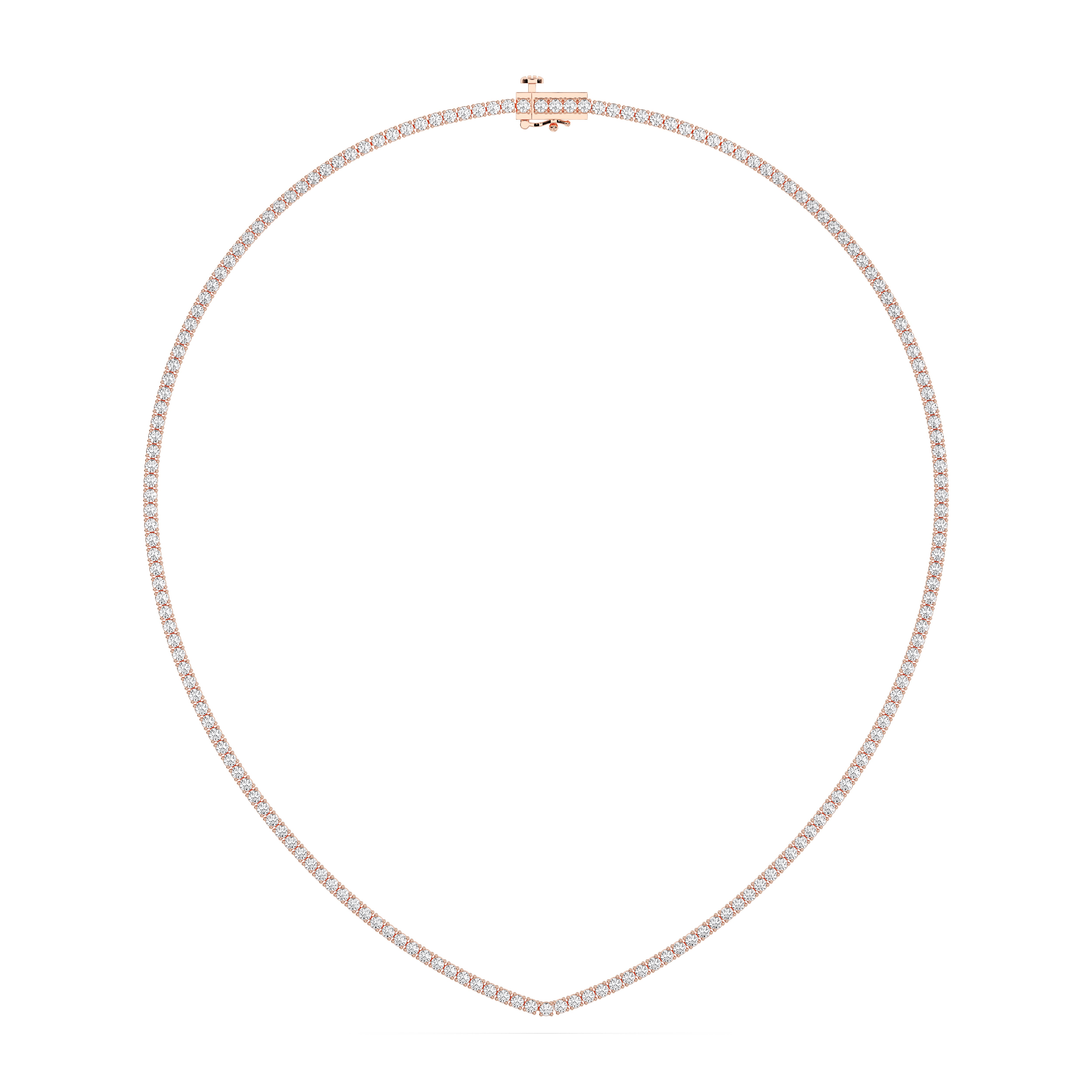 5.90 Ct Lab Grown Round Diamond 15 Inch Tennis Necklace Made in Solid Gold